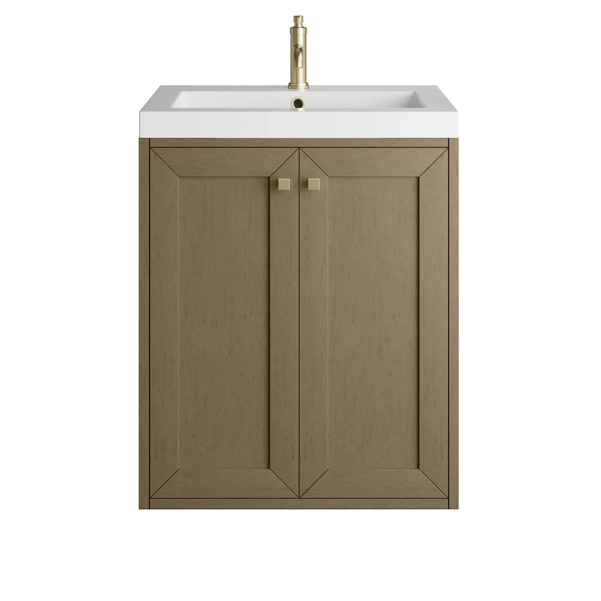 24" Chianti Single Cabinet in Walnut Whisper in Champagne Brass-White Glossy image 1
