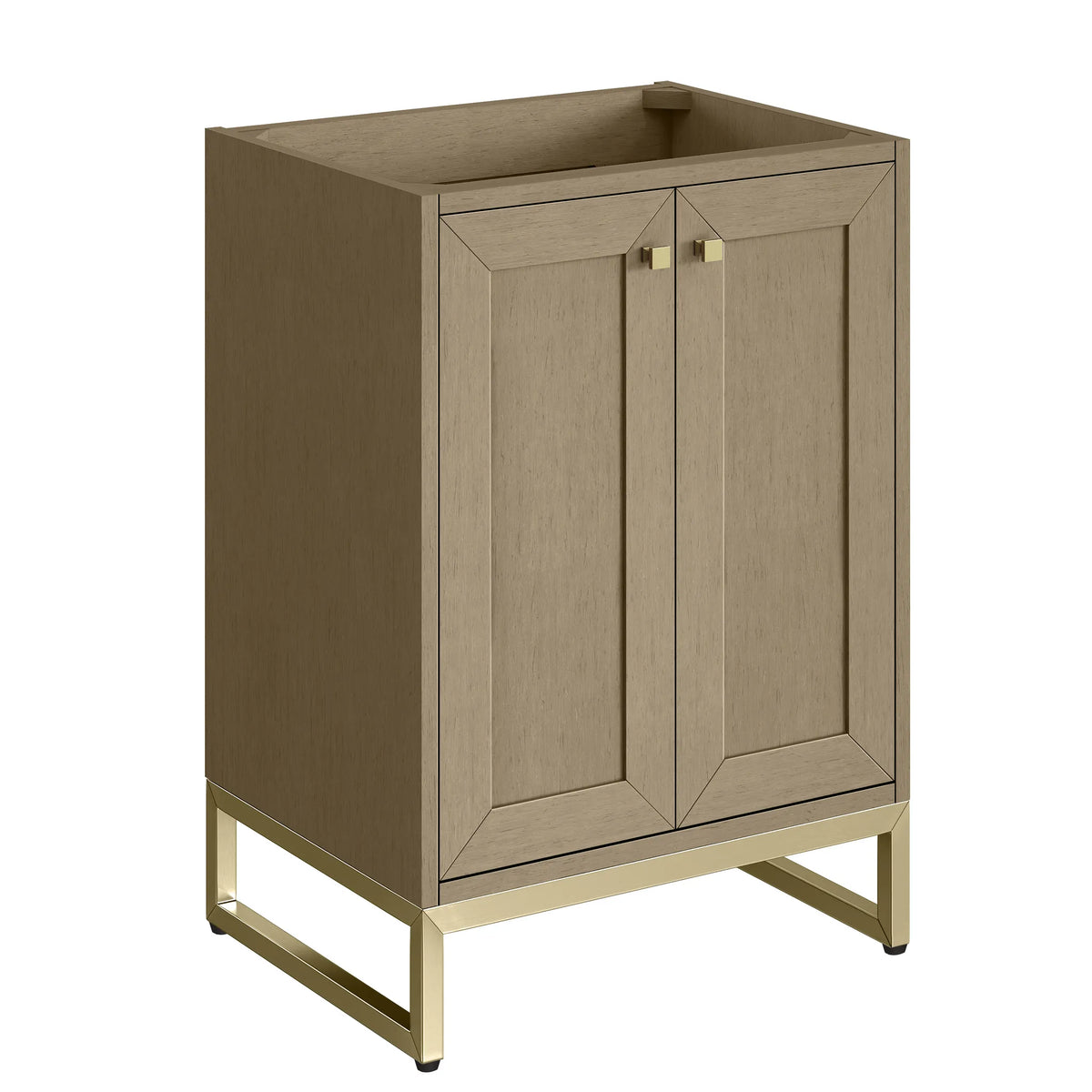 24" Chianti Single Cabinet in Walnut Whisper in Champagne Brass-White Glossy image 2
