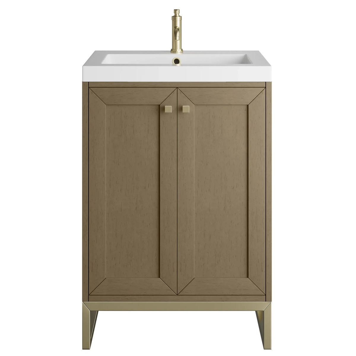 24" Chianti Single Cabinet in Walnut Whisper in Champagne Brass-White Glossy image