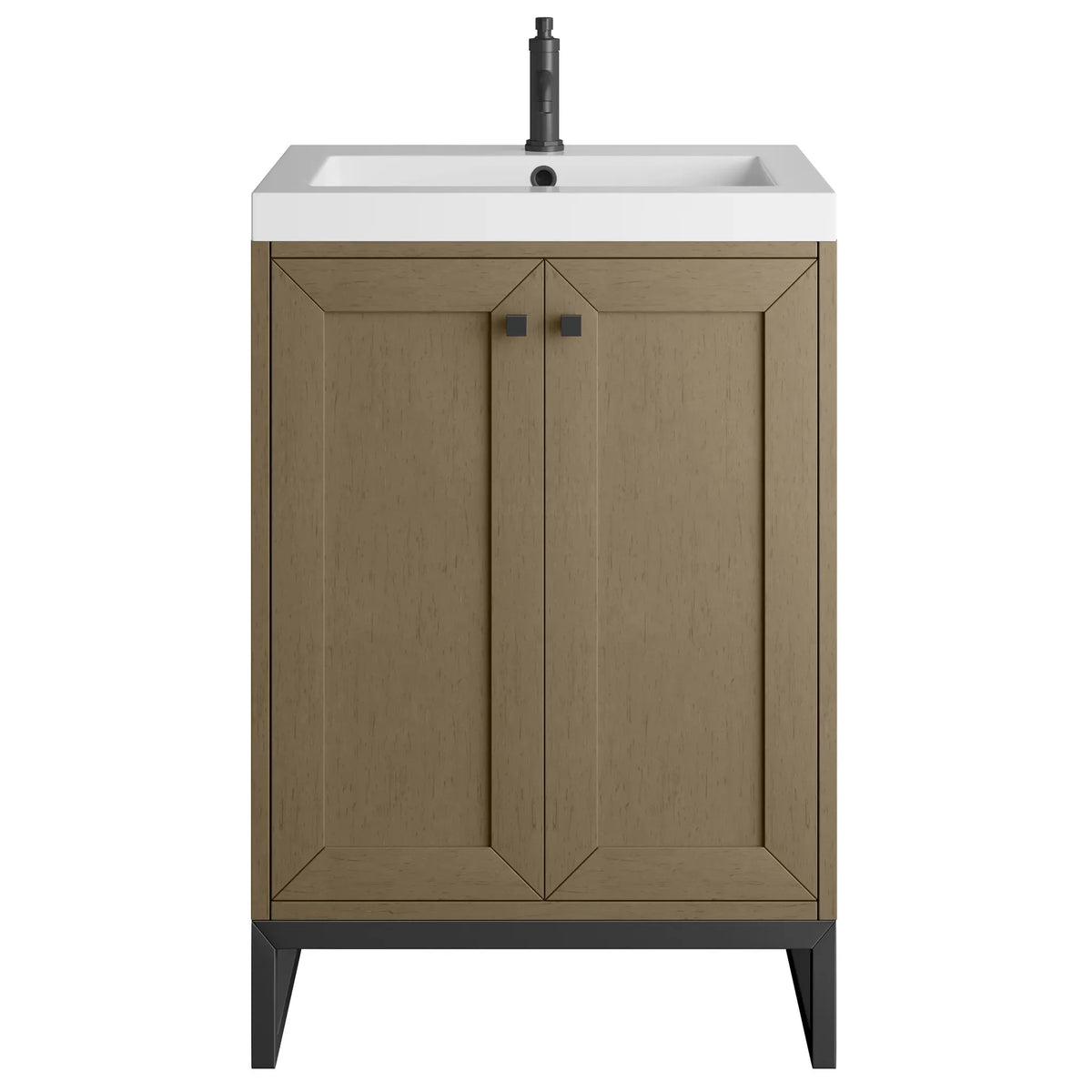 24" Chianti Single Cabinet in Walnut Whisper in Matte Black-White Glossy image