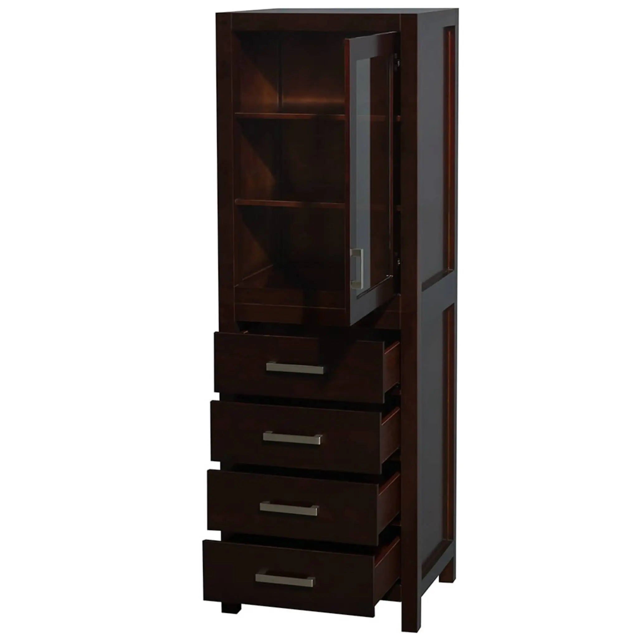 24" Espresso Bathroom Linen Tower Cabinet - Sheffield by Wyndham (WCS1414LTES) image 1