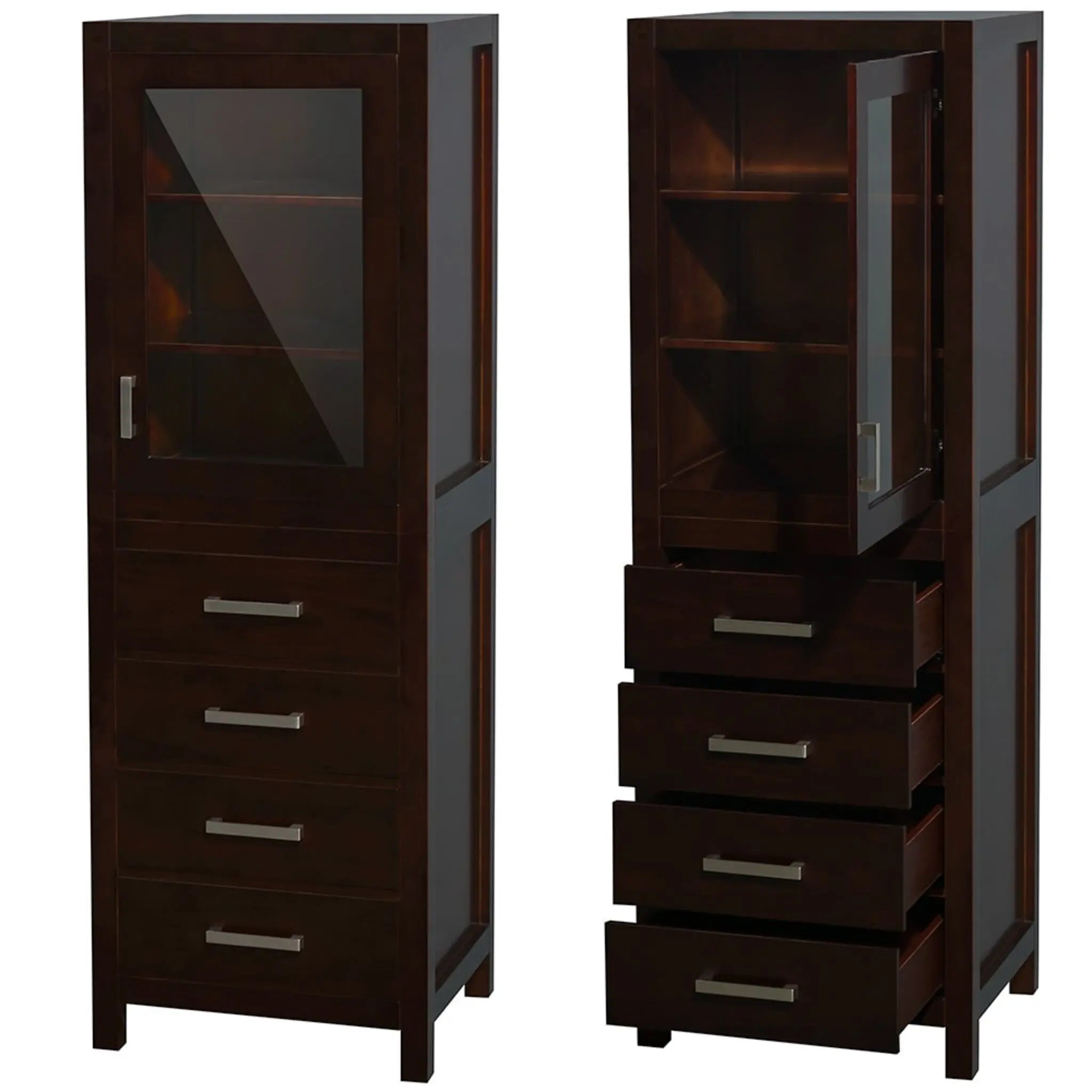 24" Espresso Bathroom Linen Tower Cabinet - Sheffield by Wyndham (WCS1414LTES) image 2