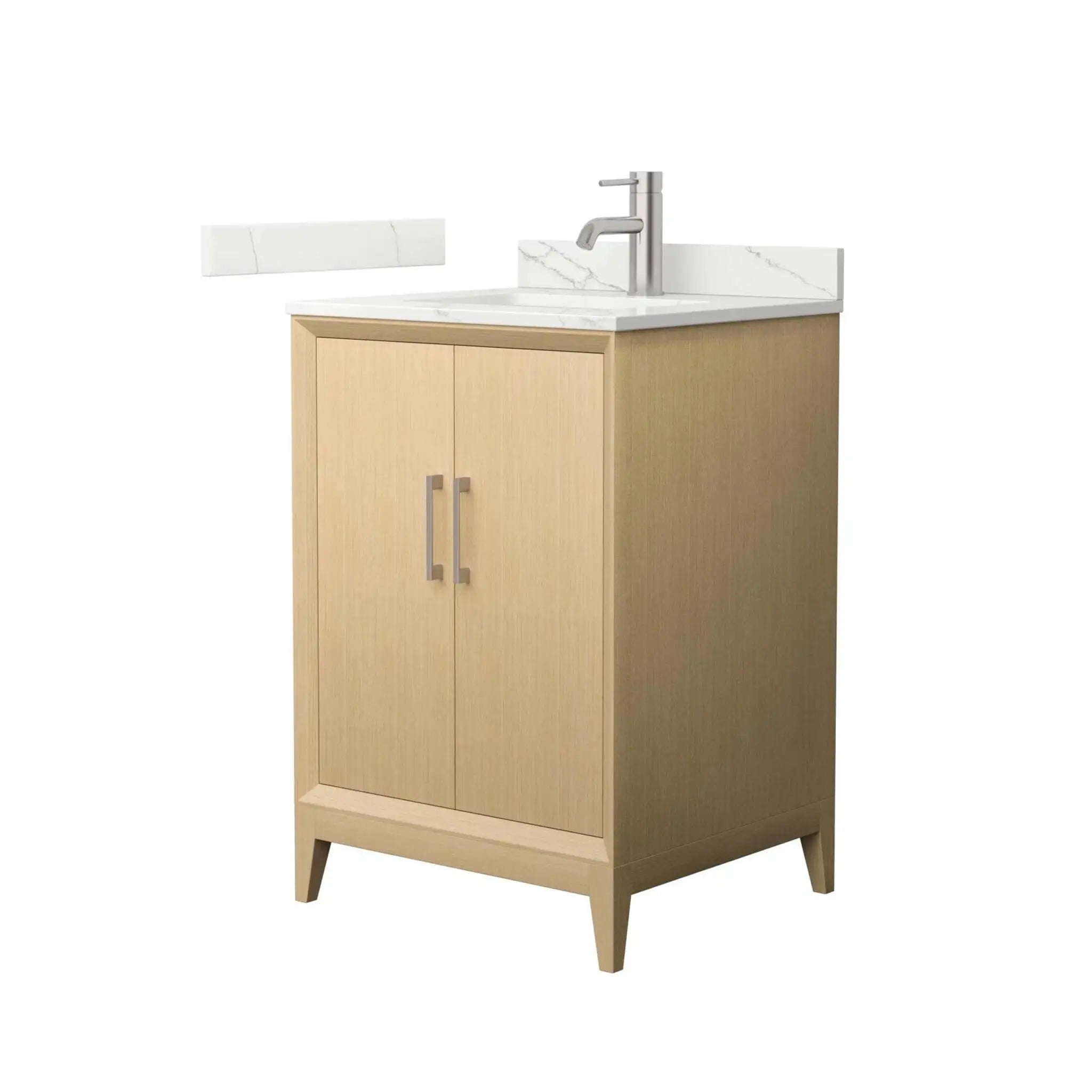 24" Janna Single Bathroom Vanity in White Oak with Brushed Nickel Trim by Wyndham