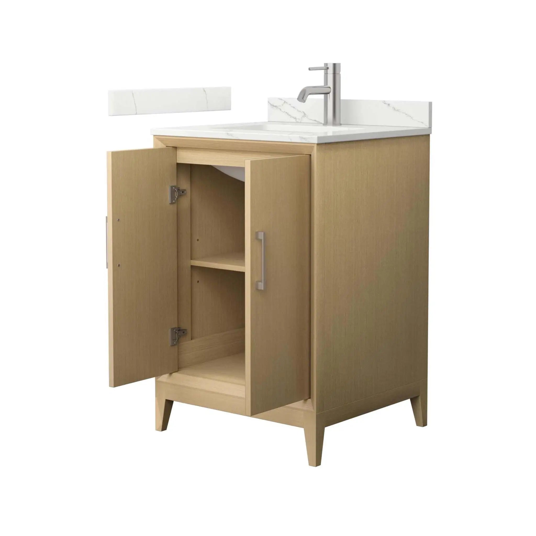 24" Janna Single Bathroom Vanity in White Oak with Brushed Nickel Trim by Wyndham