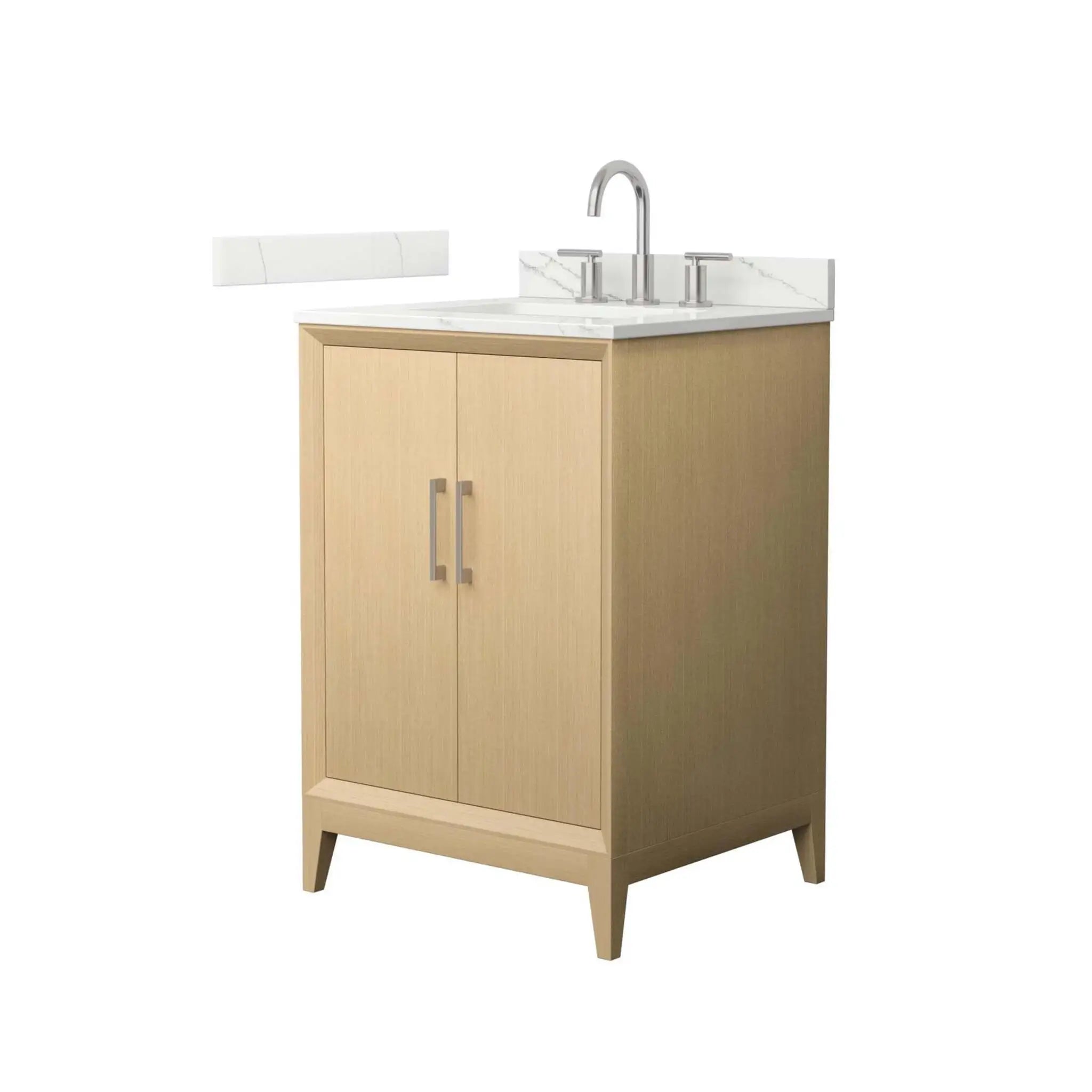 24" Janna Single Bathroom Vanity in White Oak with Brushed Nickel Trim by Wyndham