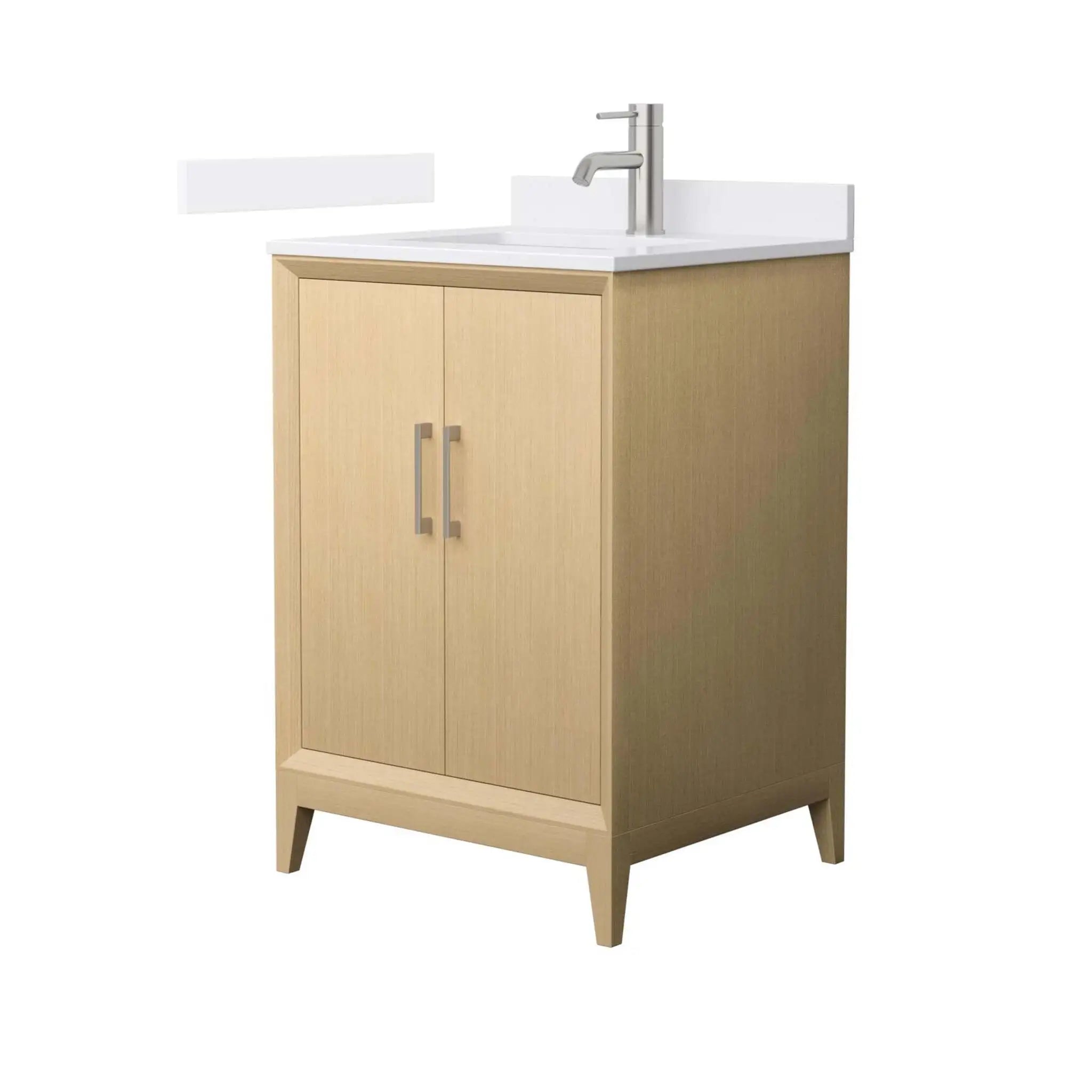 24" Janna Single Bathroom Vanity in White Oak with Brushed Nickel Trim by Wyndham