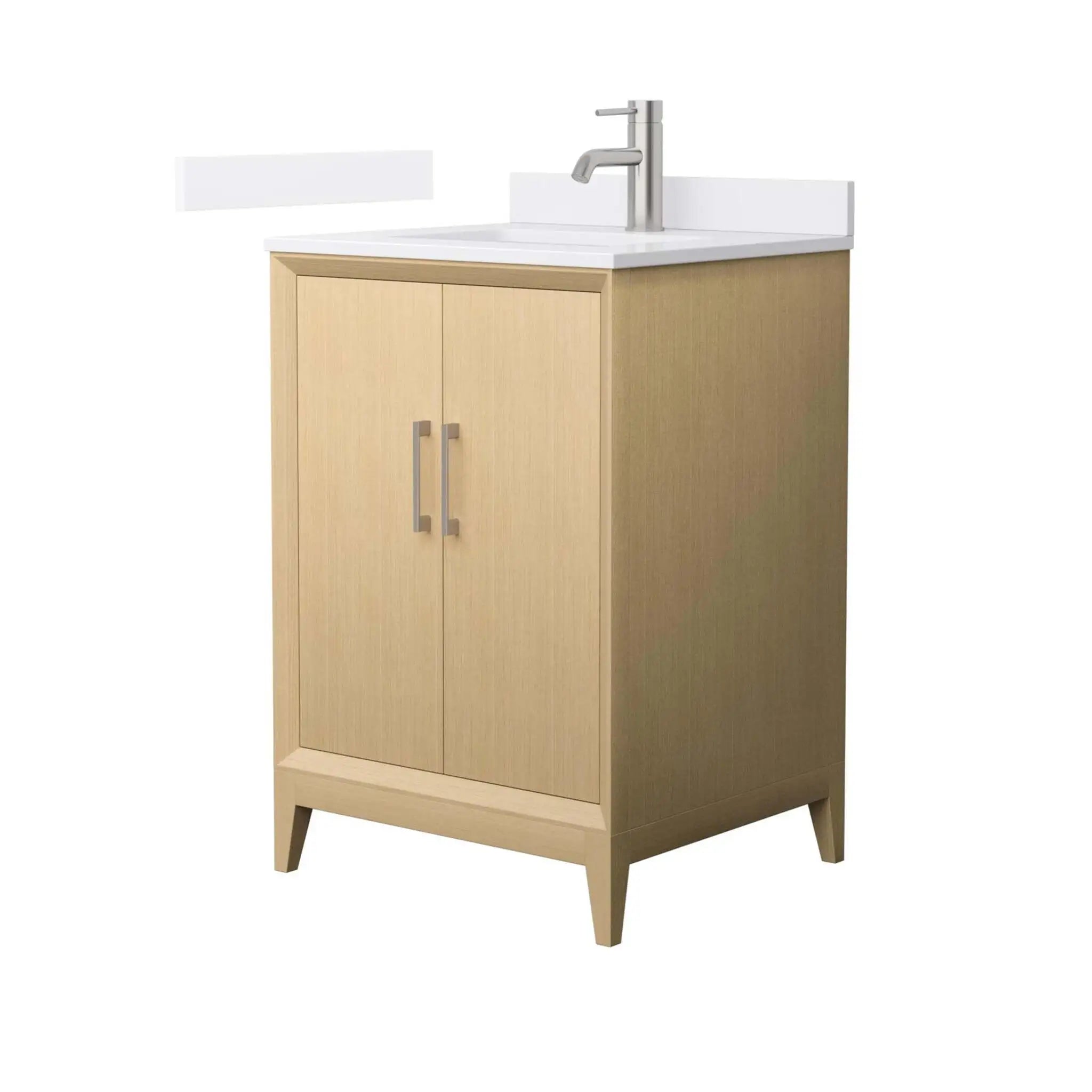 24" Janna Single Bathroom Vanity in White Oak with Brushed Nickel Trim by Wyndham