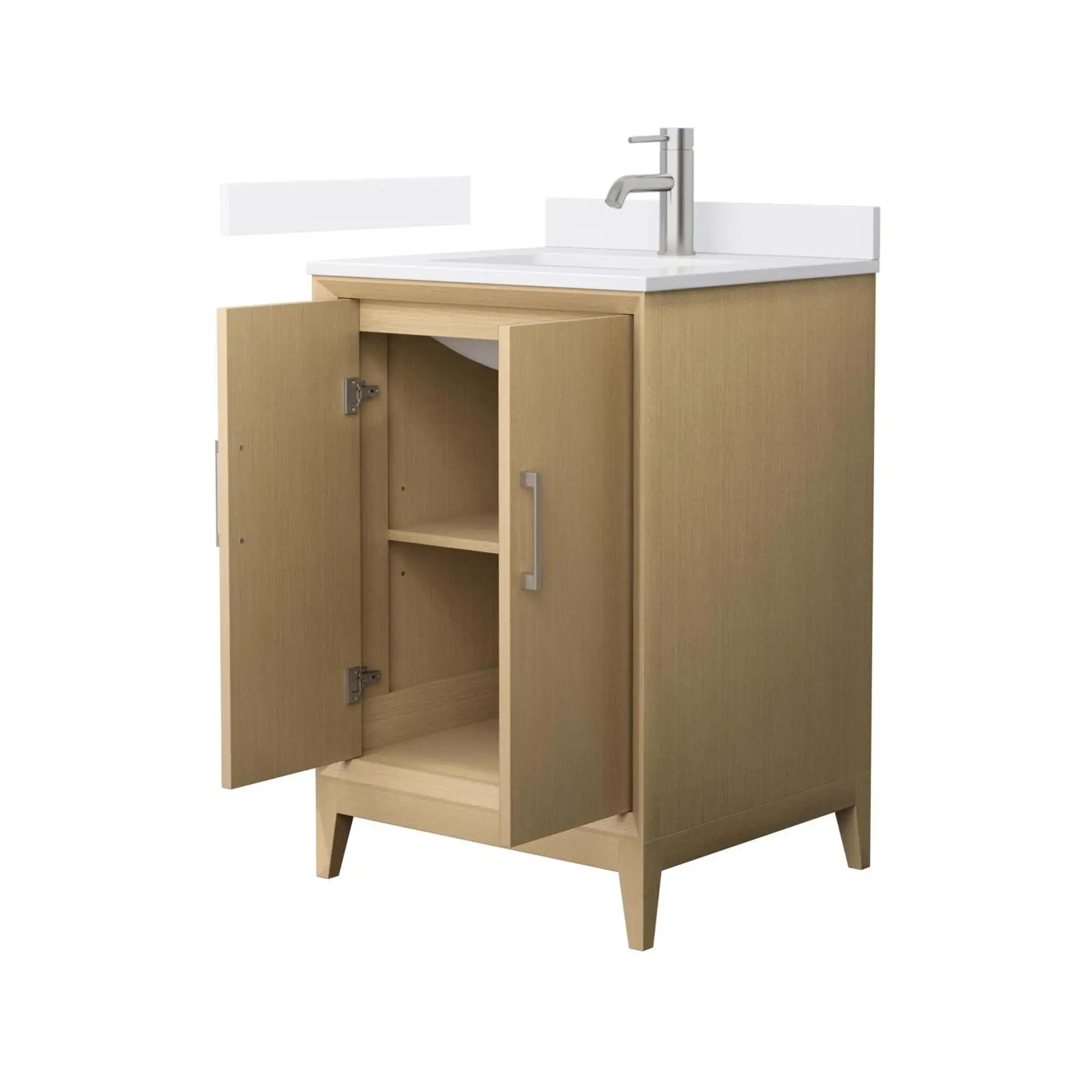 24" Janna Single Bathroom Vanity in White Oak with Brushed Nickel Trim by Wyndham