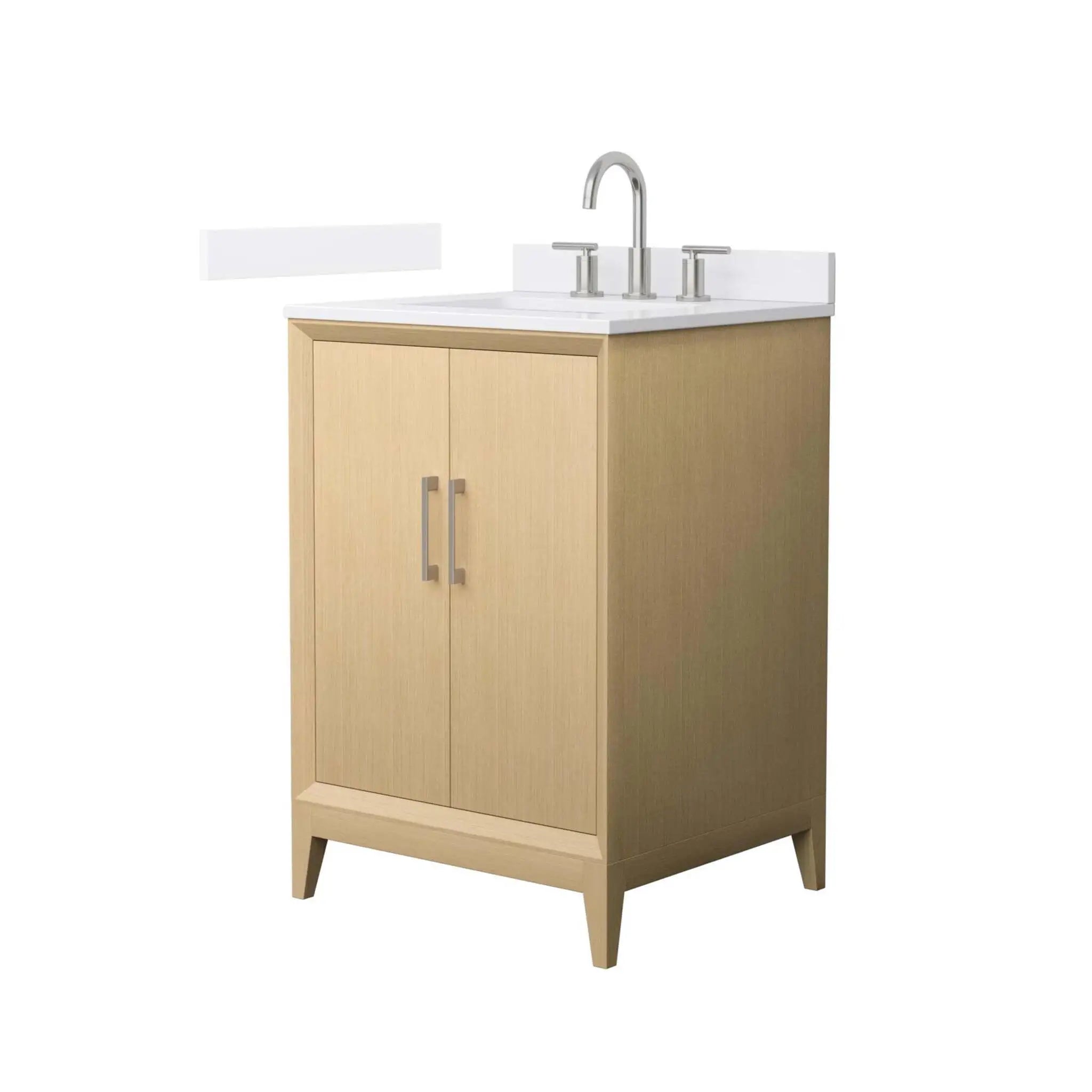24" Janna Single Bathroom Vanity in White Oak with Brushed Nickel Trim by Wyndham