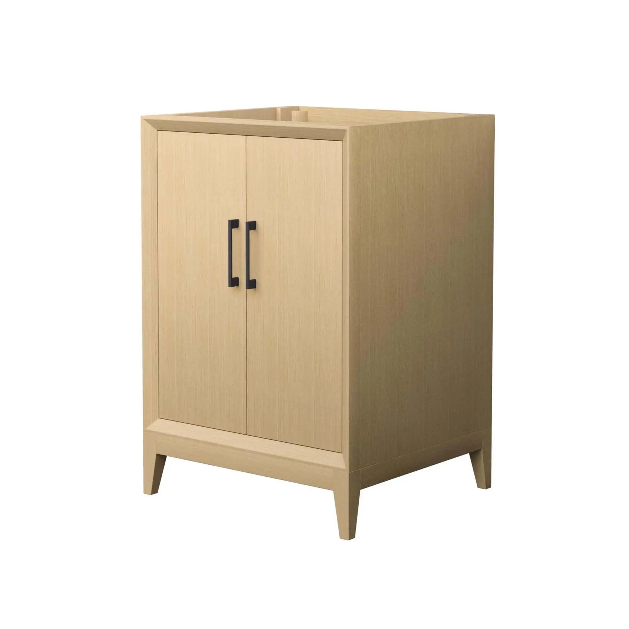 24" Janna Single Bathroom Vanity in White Oak with Matte Black Trim by Wyndham