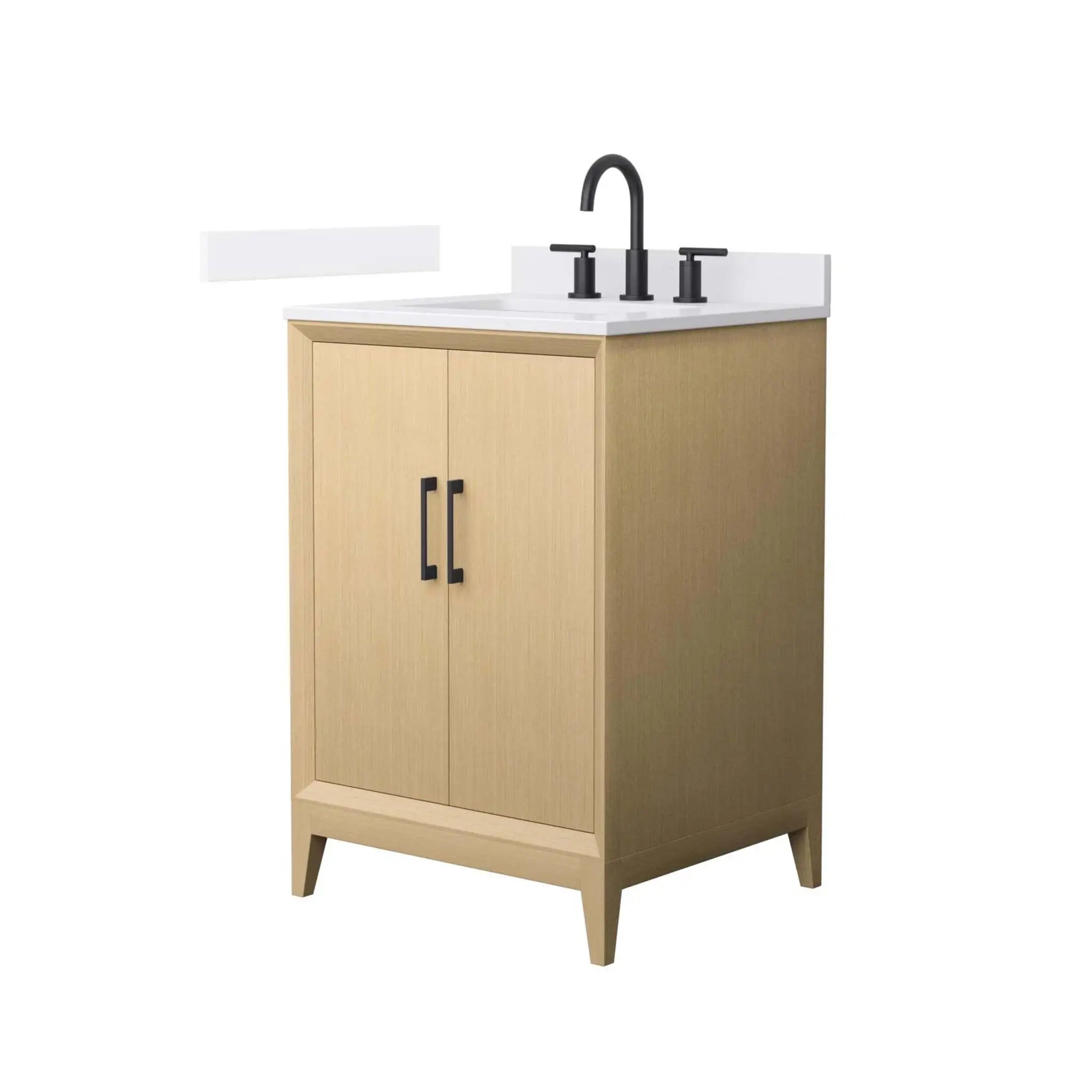 24" Janna Single Bathroom Vanity in White Oak with Matte Black Trim by Wyndham