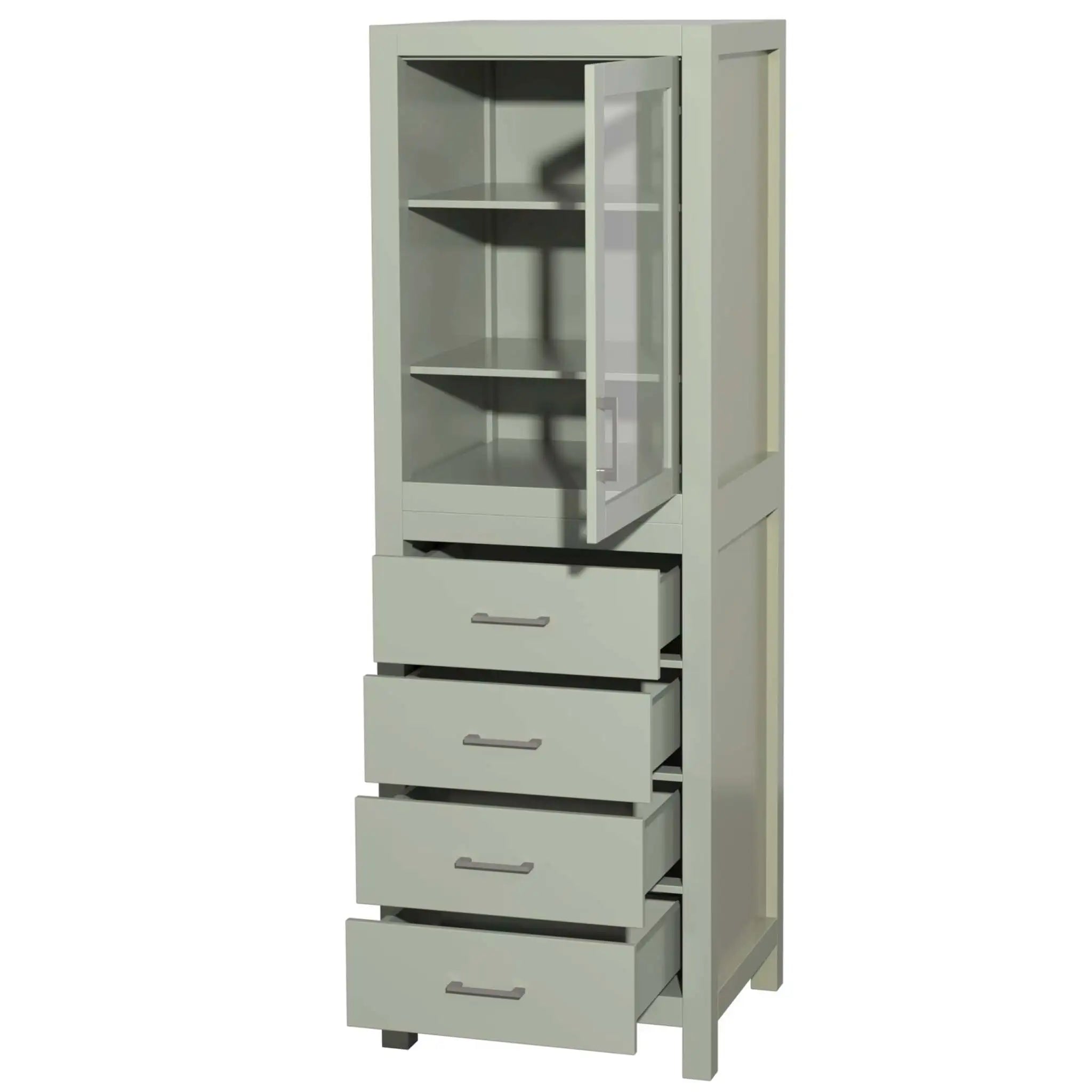 24" Light Green Bathroom Linen Tower Cabinet - Sheffield by Wyndham (WCS1414LTLG) image 1
