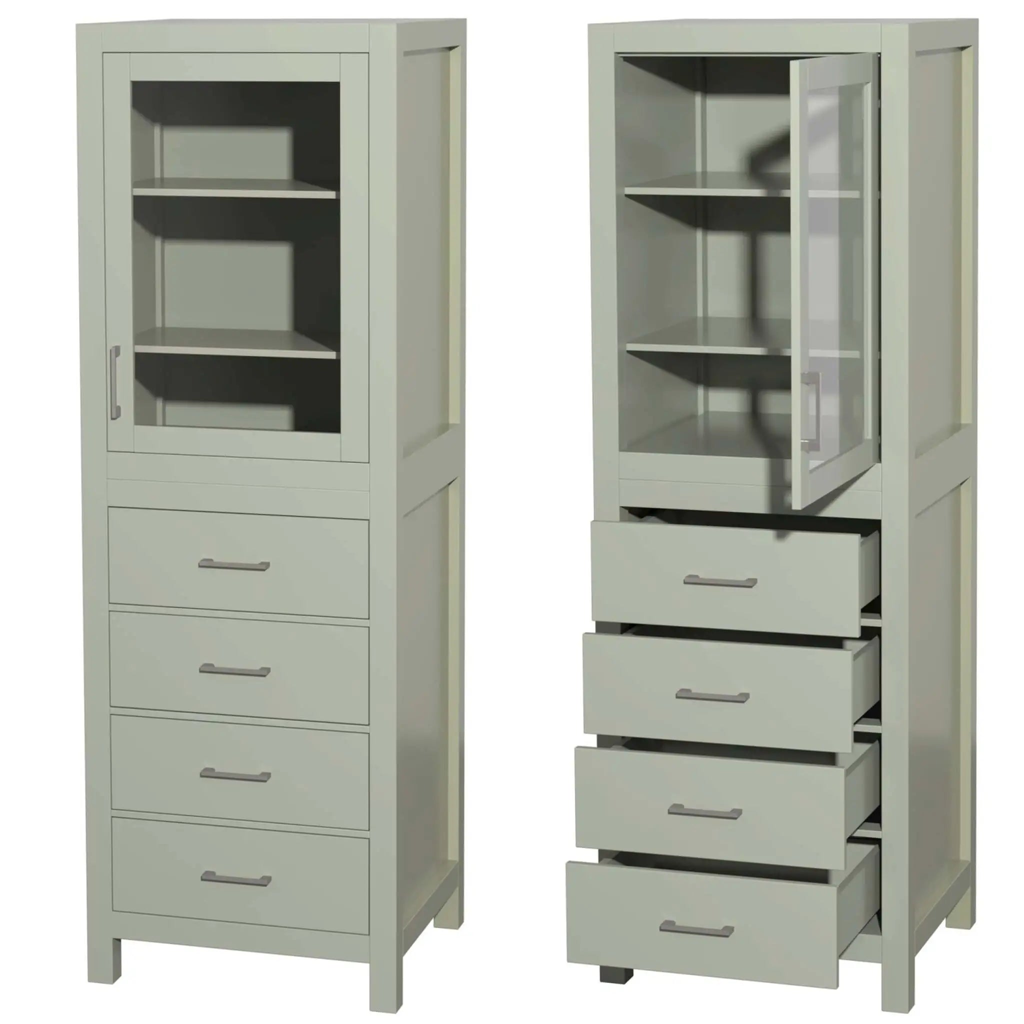24" Light Green Bathroom Linen Tower Cabinet - Sheffield by Wyndham (WCS1414LTLG) image 2