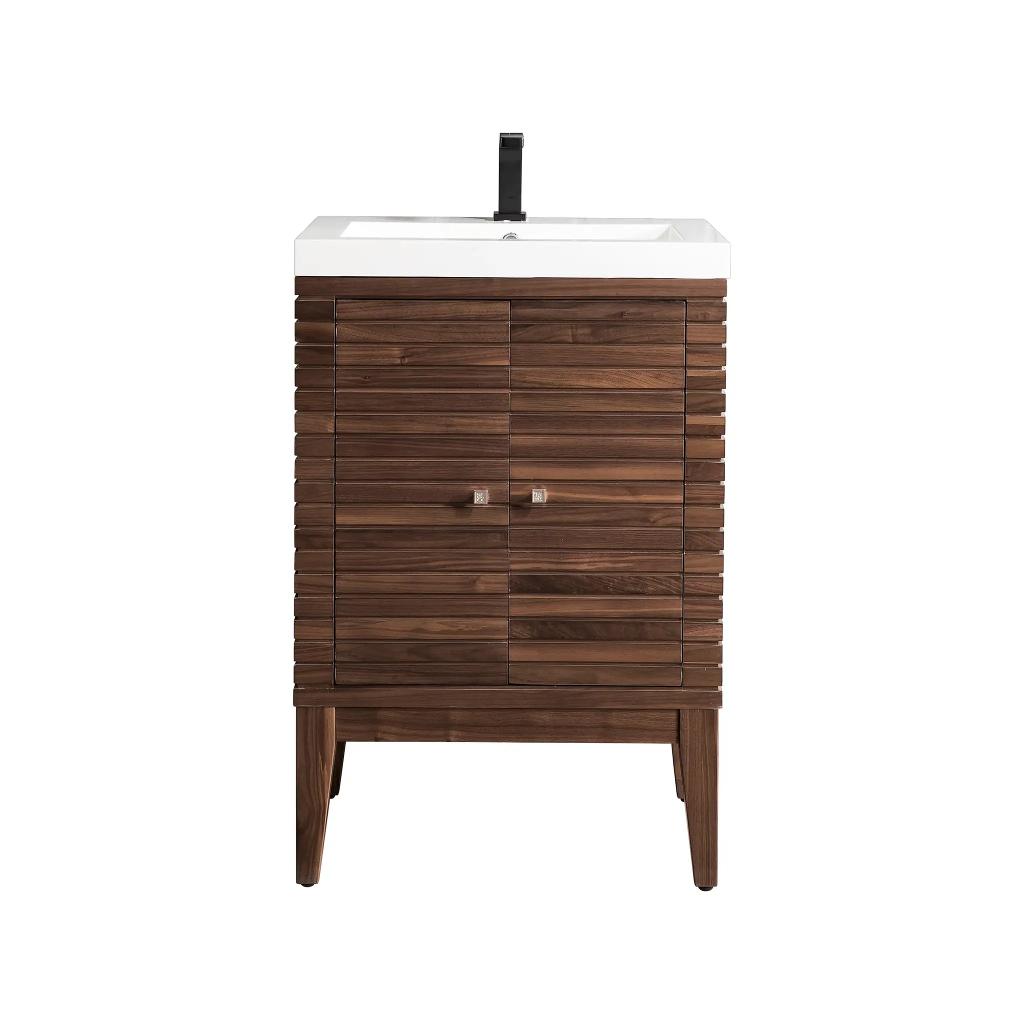 24" Linden Single Vanity in Mid-Century Walnut-White Glossy image