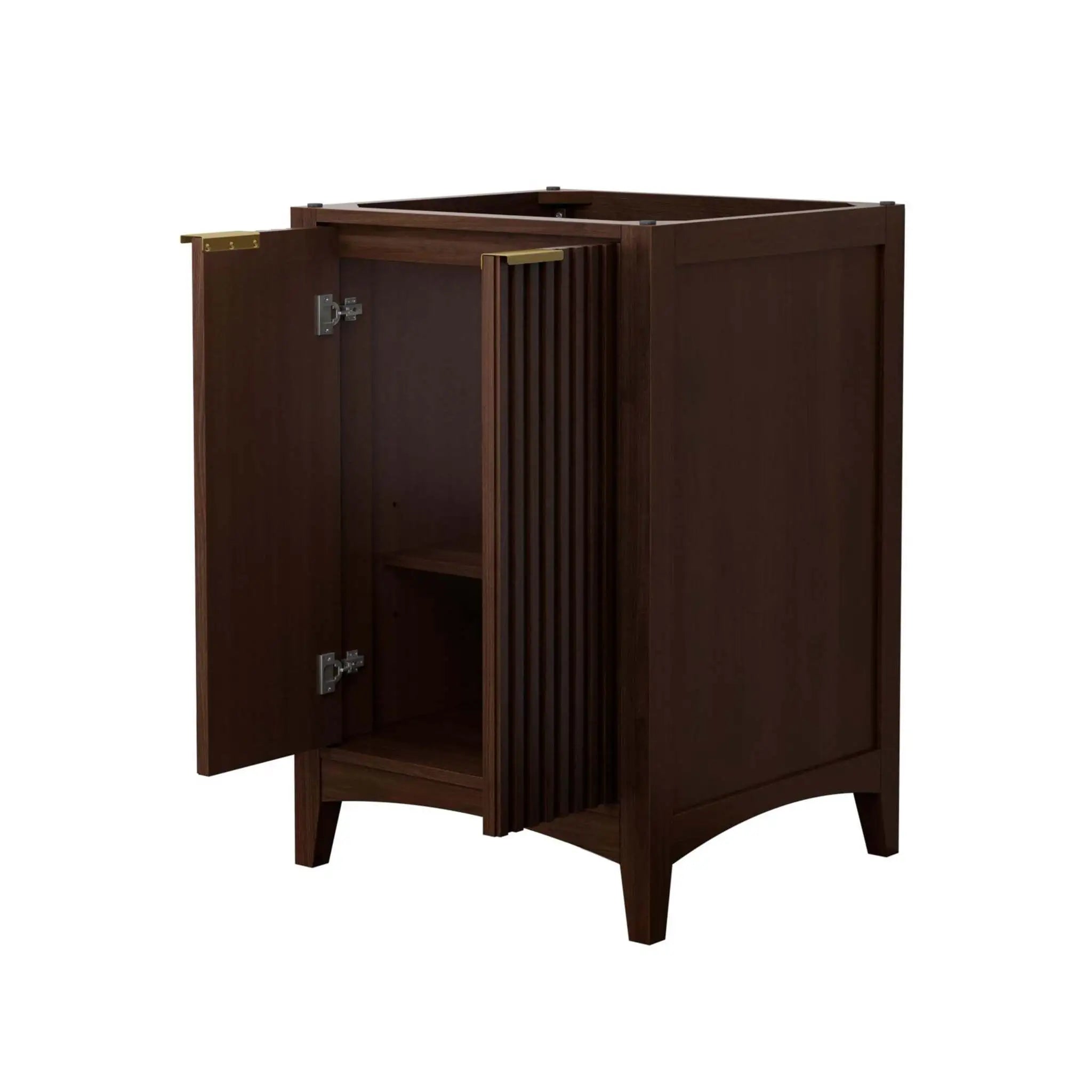 24" Palmilla Single Bathroom Vanity in Dark Walnut with Brushed Gold Trim by Wyndham