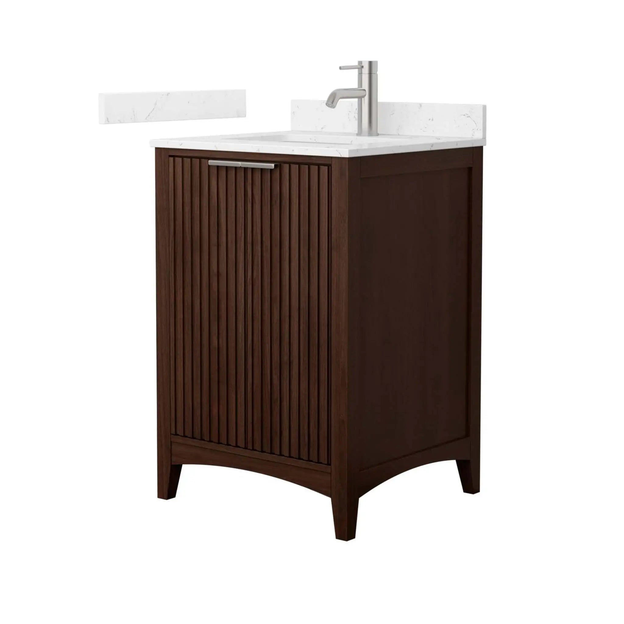 24" Palmilla Single Bathroom Vanity in Dark Walnut with Brushed Nickel Trim by Wyndham