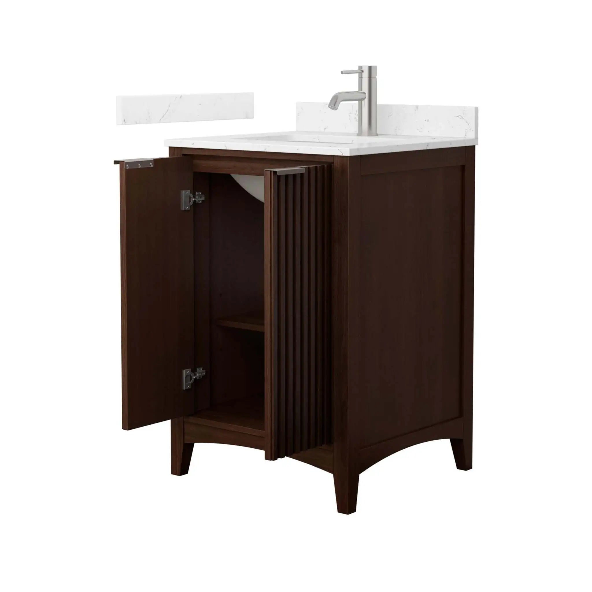 24" Palmilla Single Bathroom Vanity in Dark Walnut with Brushed Nickel Trim by Wyndham
