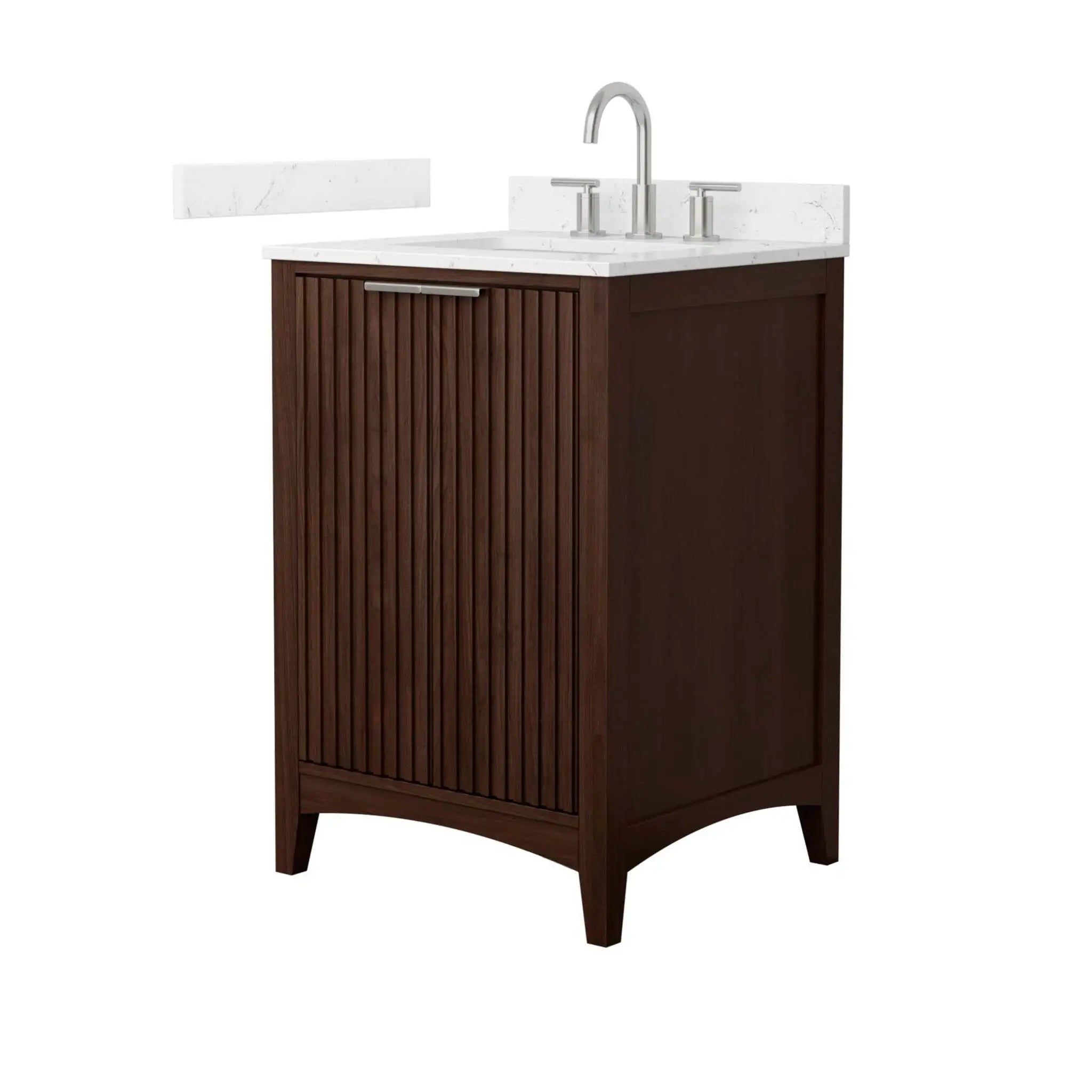 24" Palmilla Single Bathroom Vanity in Dark Walnut with Brushed Nickel Trim by Wyndham