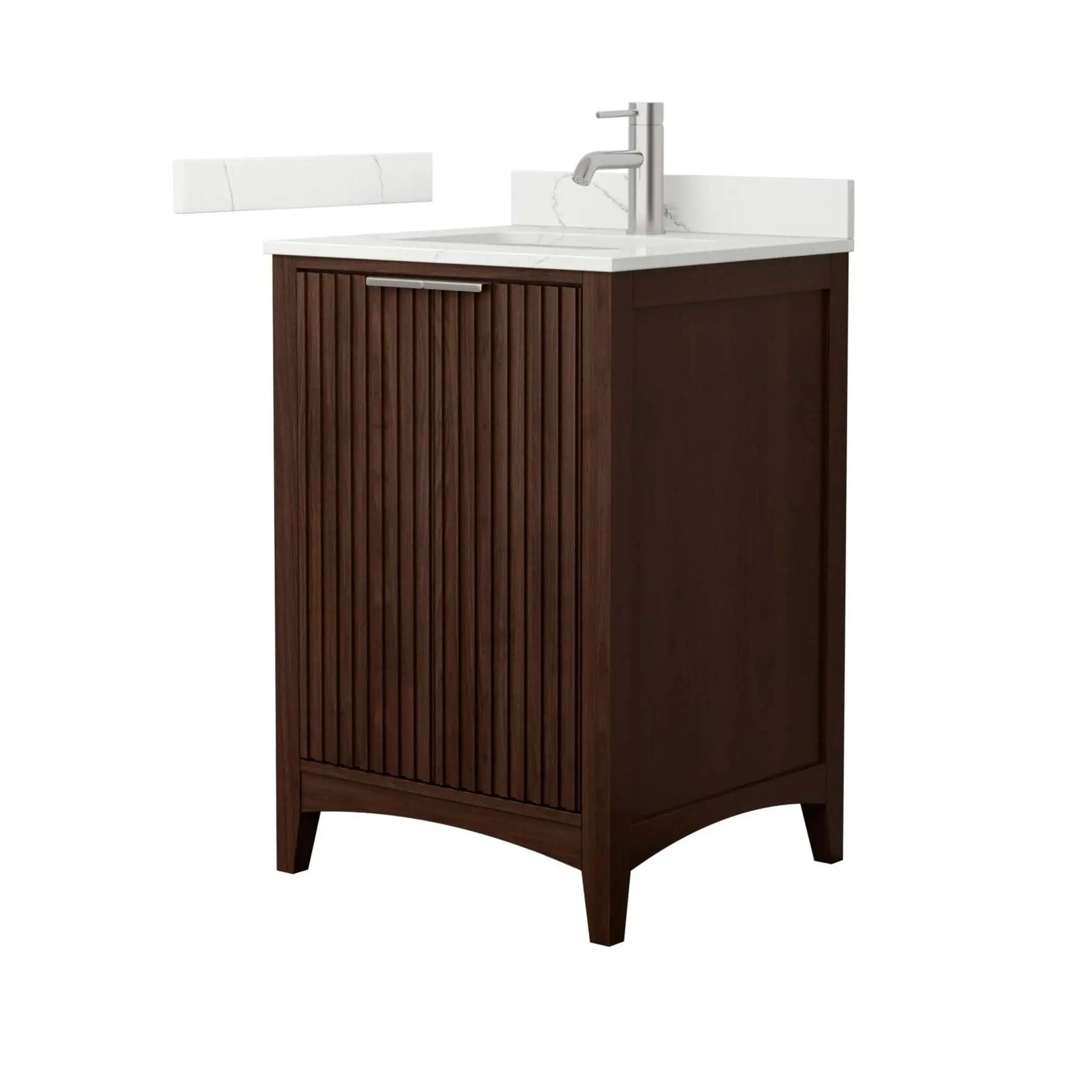 24" Palmilla Single Bathroom Vanity in Dark Walnut with Brushed Nickel Trim by Wyndham