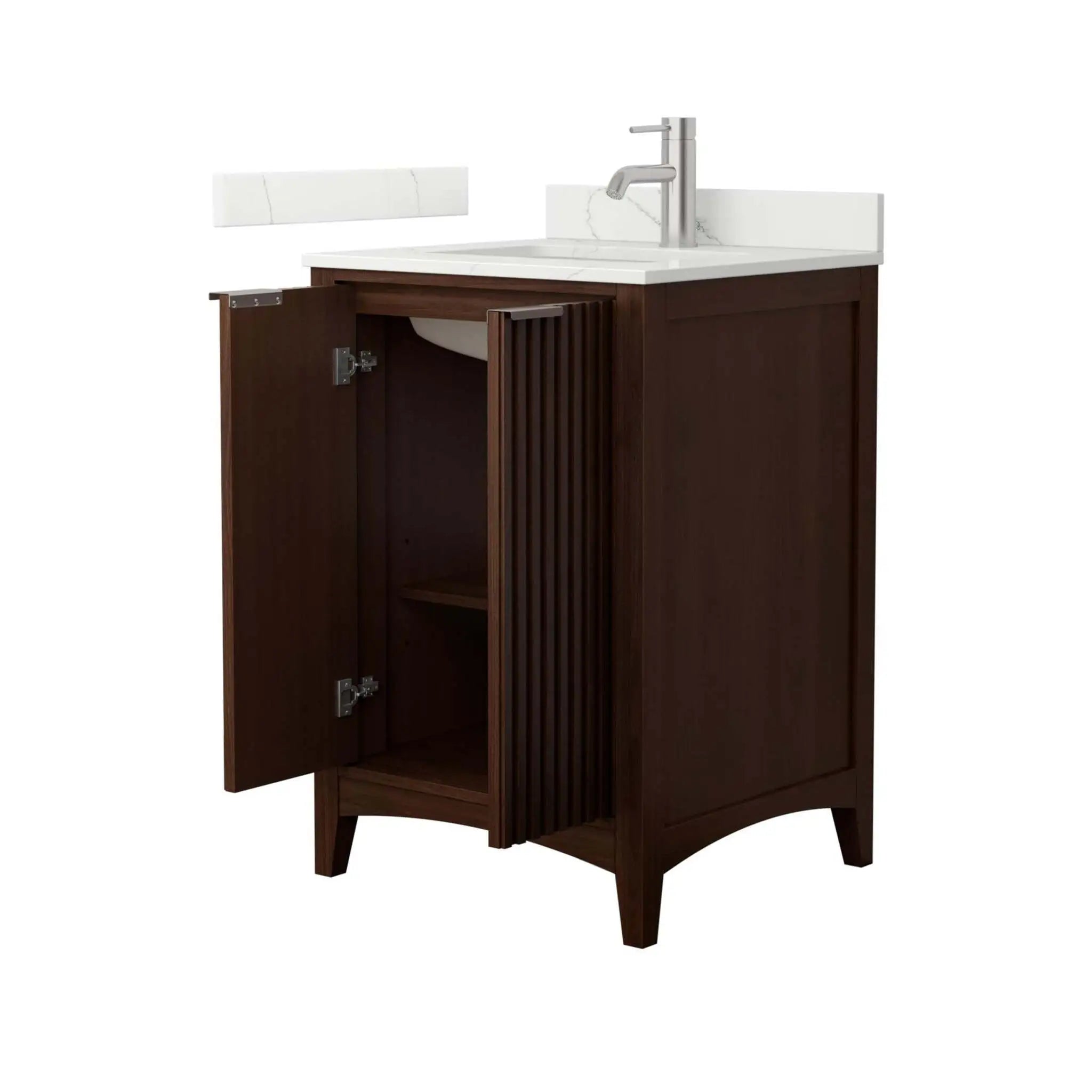 24" Palmilla Single Bathroom Vanity in Dark Walnut with Brushed Nickel Trim by Wyndham