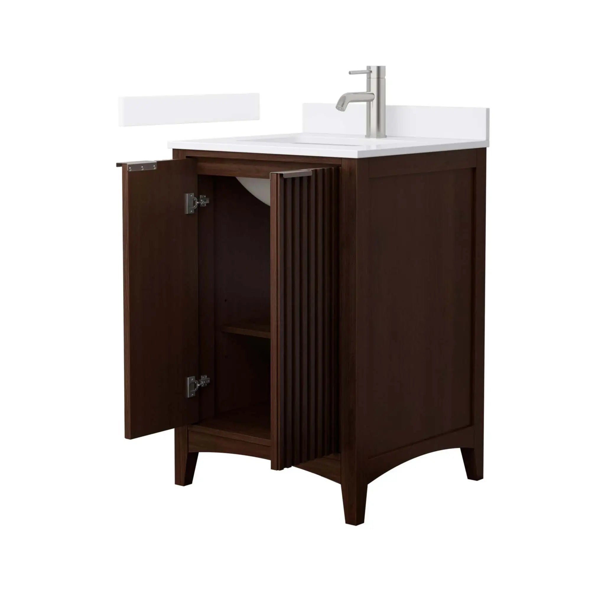 24" Palmilla Single Bathroom Vanity in Dark Walnut with Brushed Nickel Trim by Wyndham
