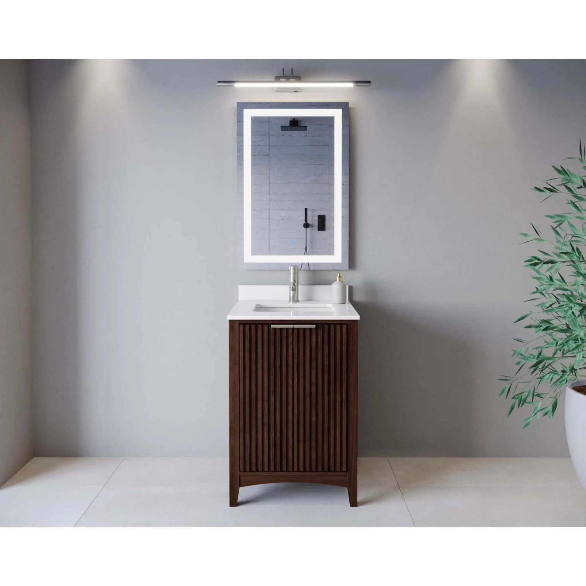 24" Palmilla Single Bathroom Vanity in Dark Walnut with Brushed Nickel Trim by Wyndham