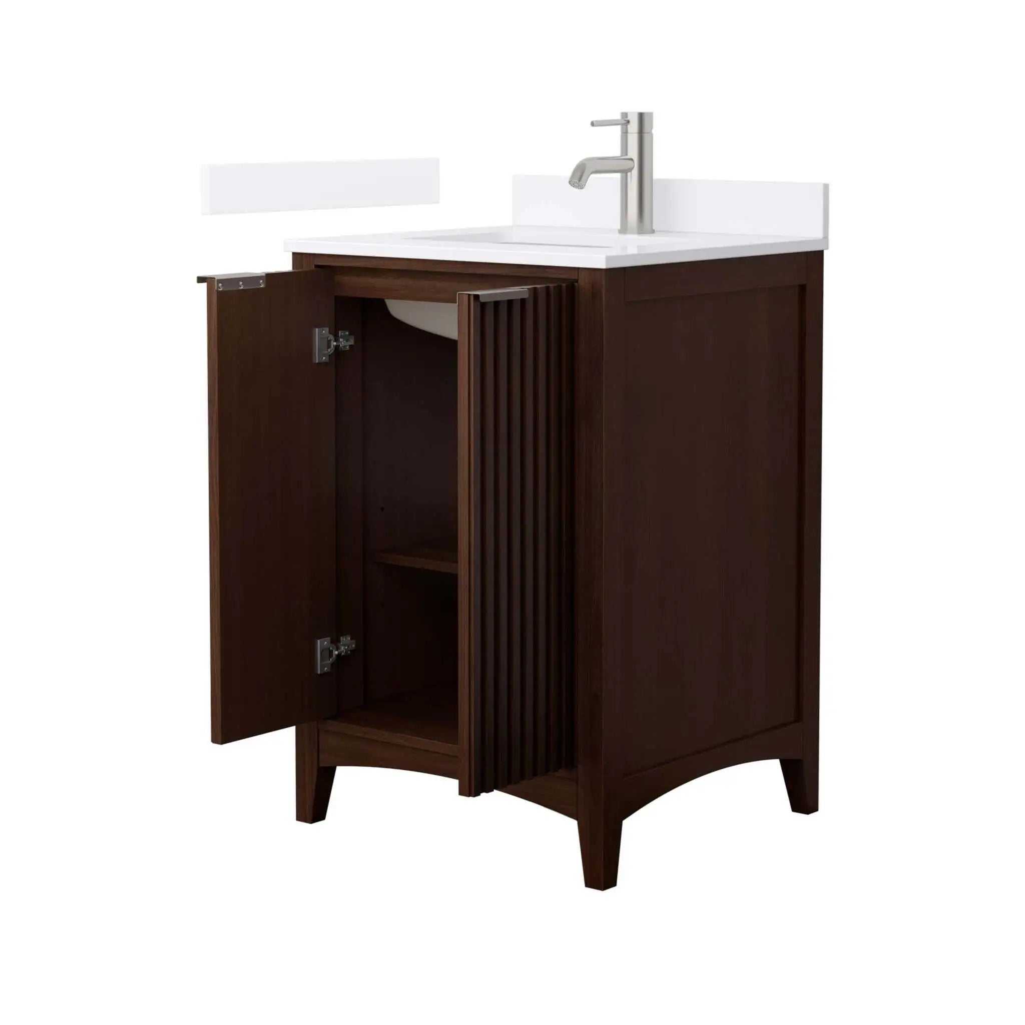 24" Palmilla Single Bathroom Vanity in Dark Walnut with Brushed Nickel Trim by Wyndham