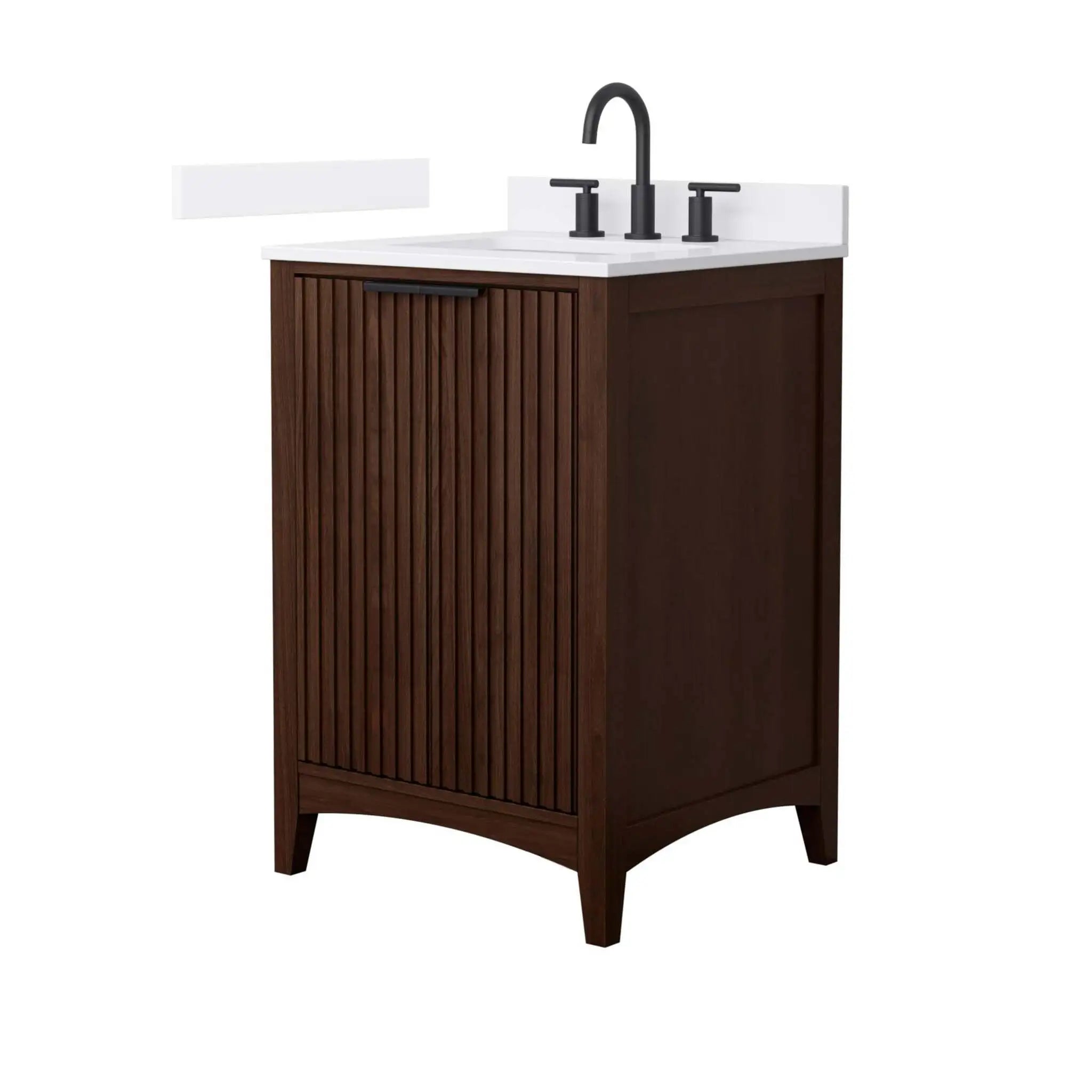 24" Palmilla Single Bathroom Vanity in Dark Walnut with Matte Black Trim by Wyndham