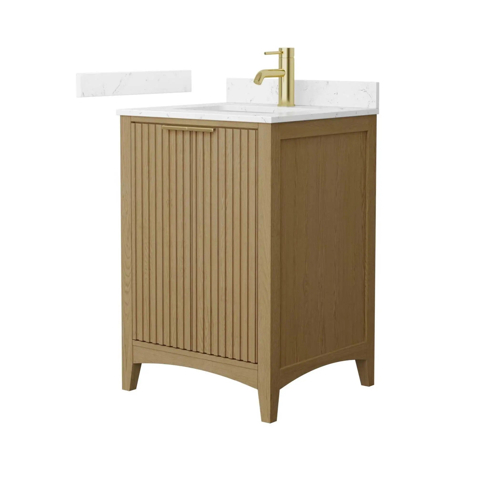 24" Palmilla Single Bathroom Vanity in Natural Oak with Brushed Gold Trim by Wyndham