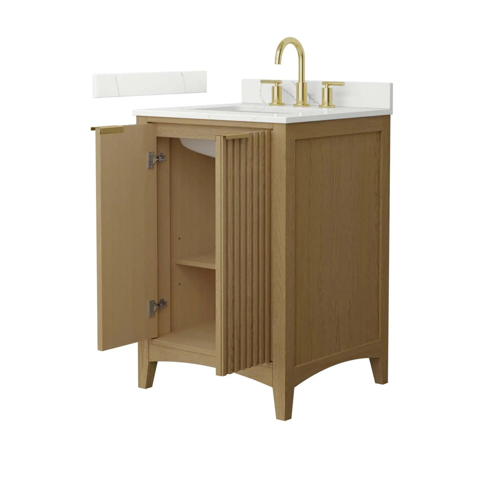 24" Palmilla Single Bathroom Vanity in Natural Oak with Brushed Gold Trim by Wyndham