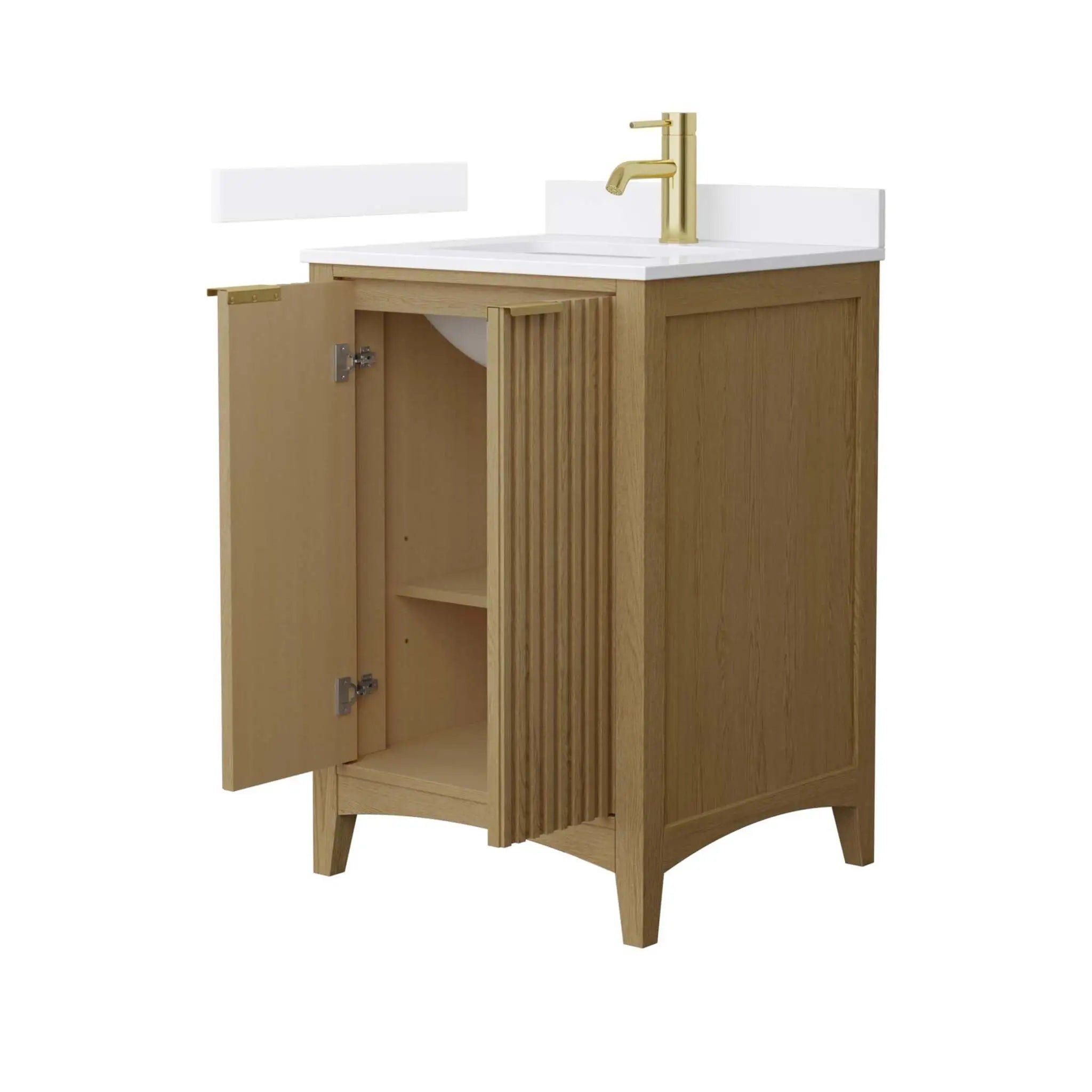 24" Palmilla Single Bathroom Vanity in Natural Oak with Brushed Gold Trim by Wyndham