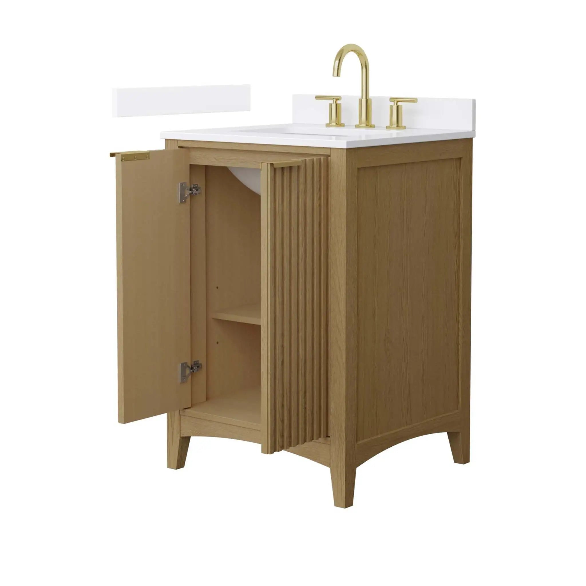 24" Palmilla Single Bathroom Vanity in Natural Oak with Brushed Gold Trim by Wyndham