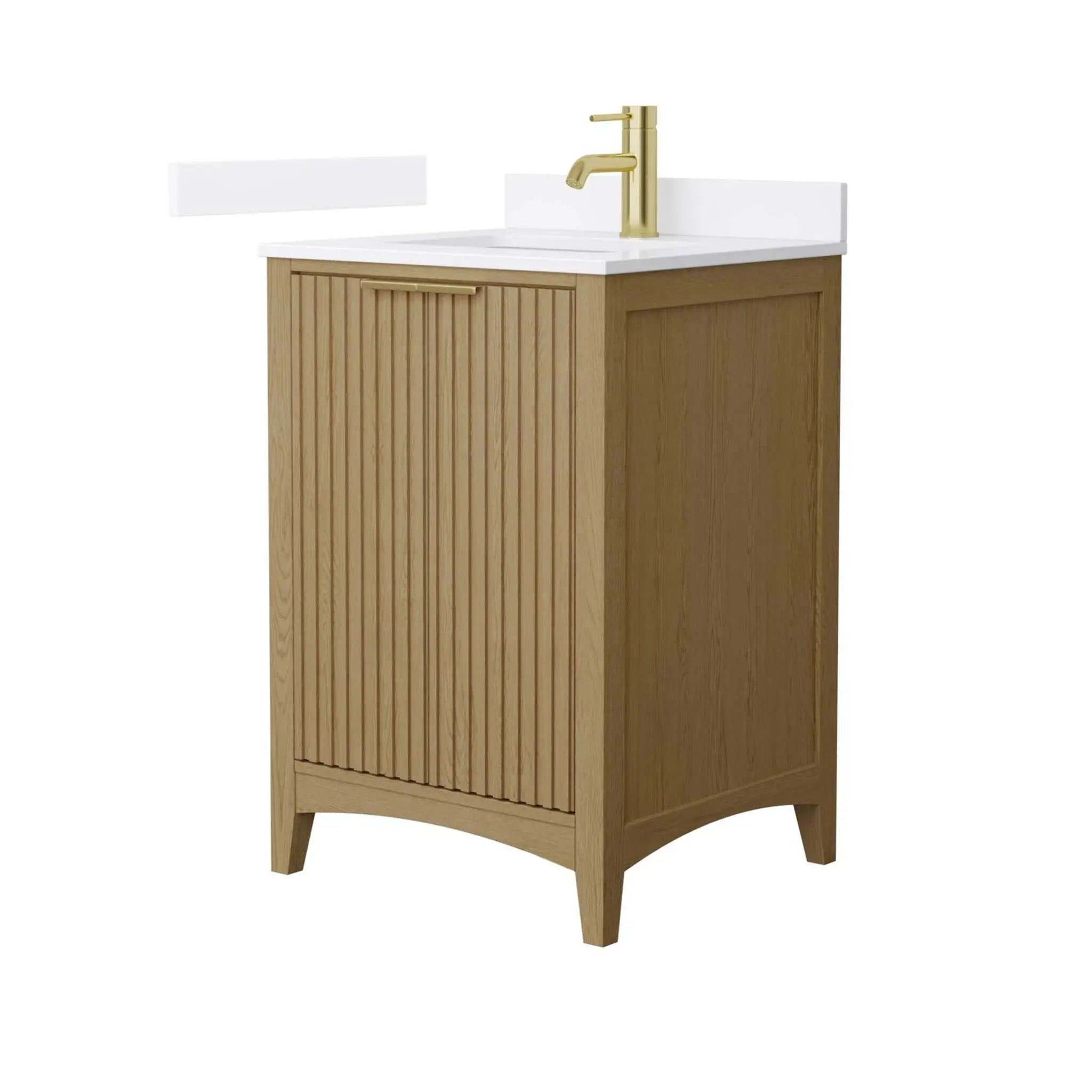 24" Palmilla Single Bathroom Vanity in Natural Oak with Brushed Gold Trim by Wyndham