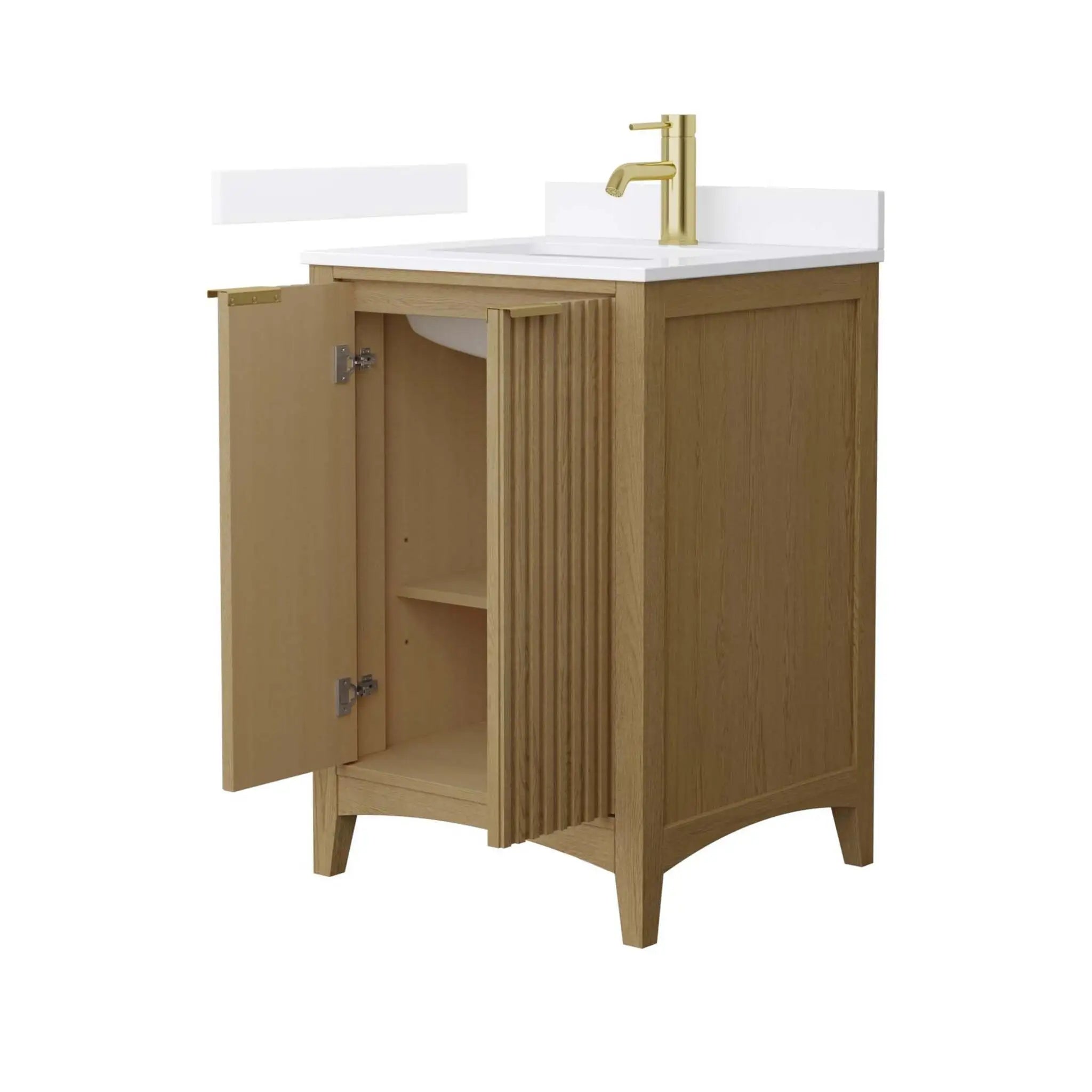 24" Palmilla Single Bathroom Vanity in Natural Oak with Brushed Gold Trim by Wyndham