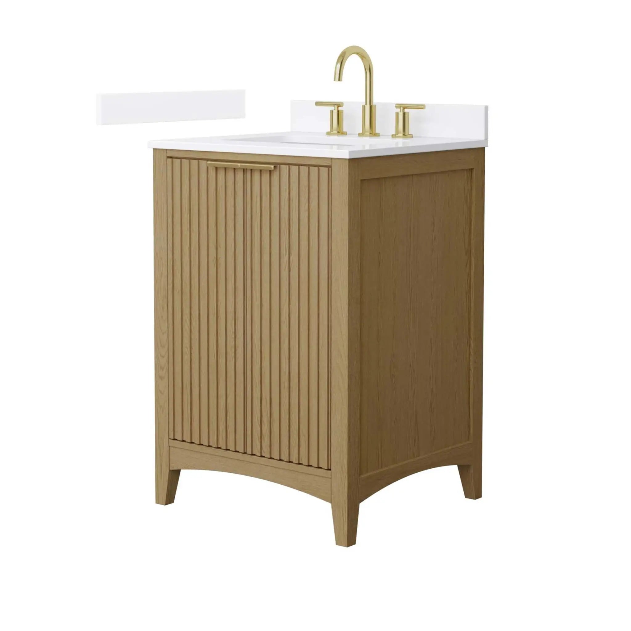 24" Palmilla Single Bathroom Vanity in Natural Oak with Brushed Gold Trim by Wyndham