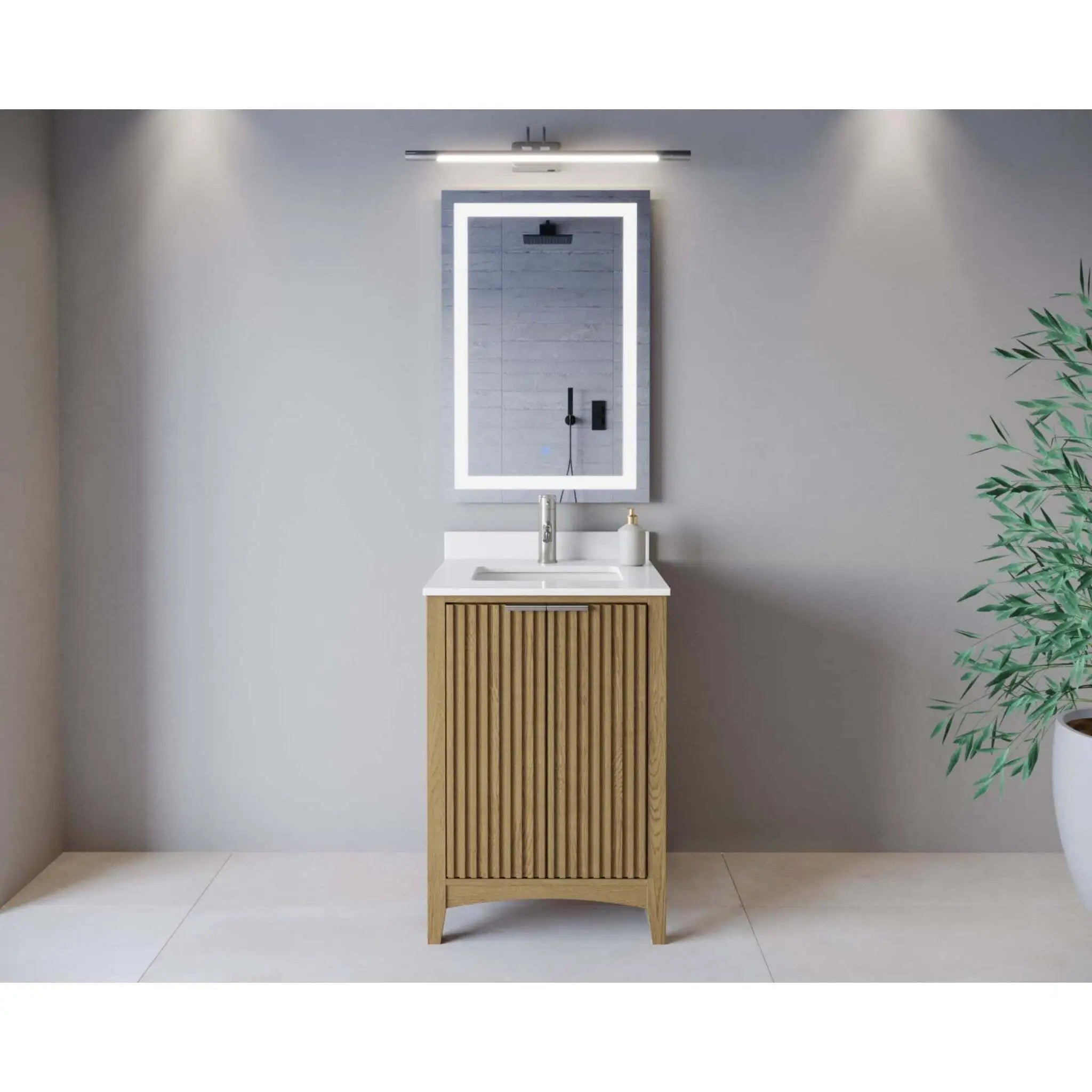 24" Palmilla Single Bathroom Vanity in Natural Oak with Brushed Nickel Trim by Wyndham