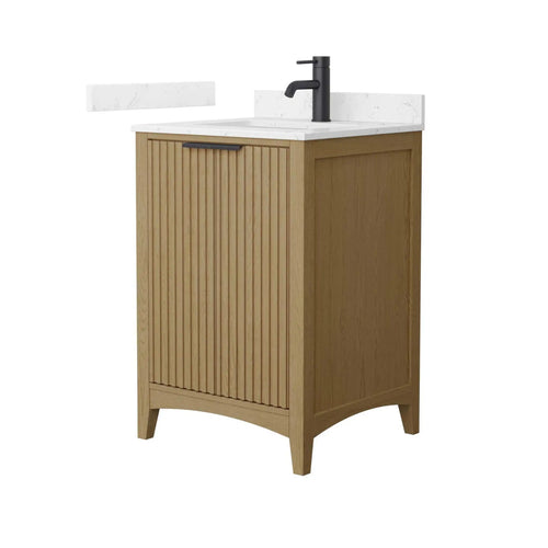 24" Palmilla Single Bathroom Vanity in Natural Oak with Matte Black Trim by Wyndham