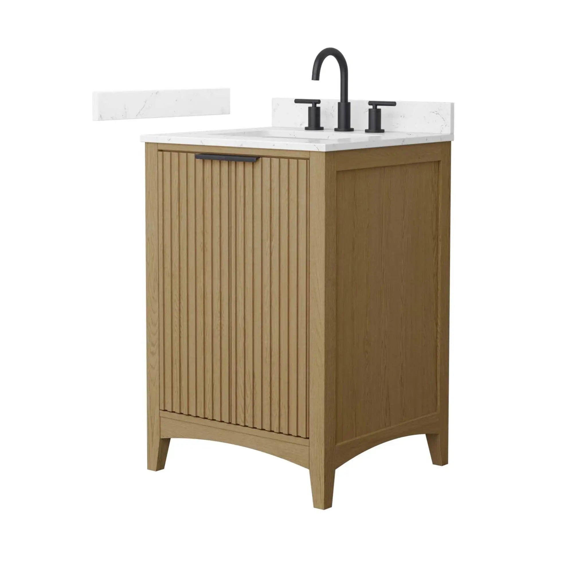 24" Palmilla Single Bathroom Vanity in Natural Oak with Matte Black Trim by Wyndham