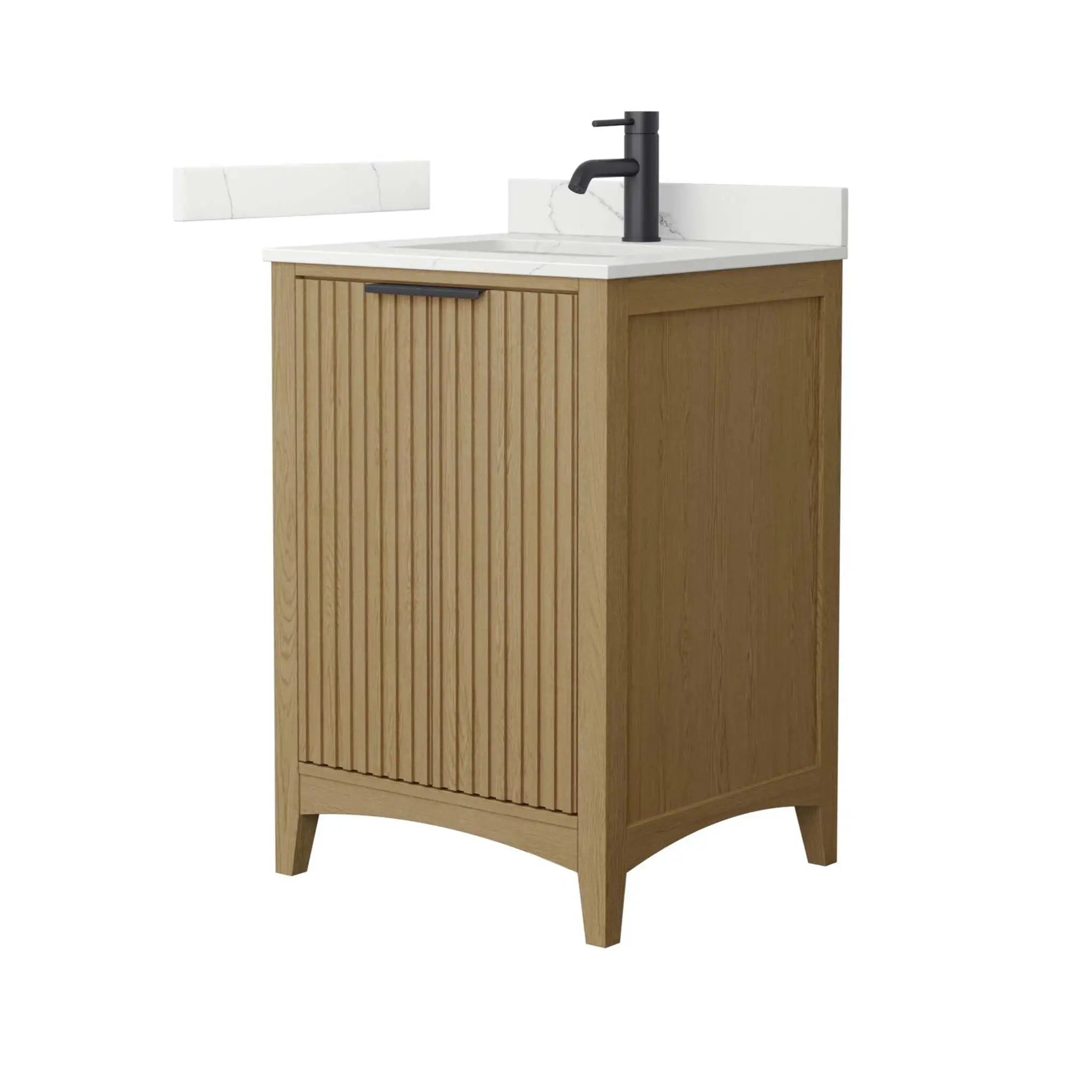 24" Palmilla Single Bathroom Vanity in Natural Oak with Matte Black Trim by Wyndham