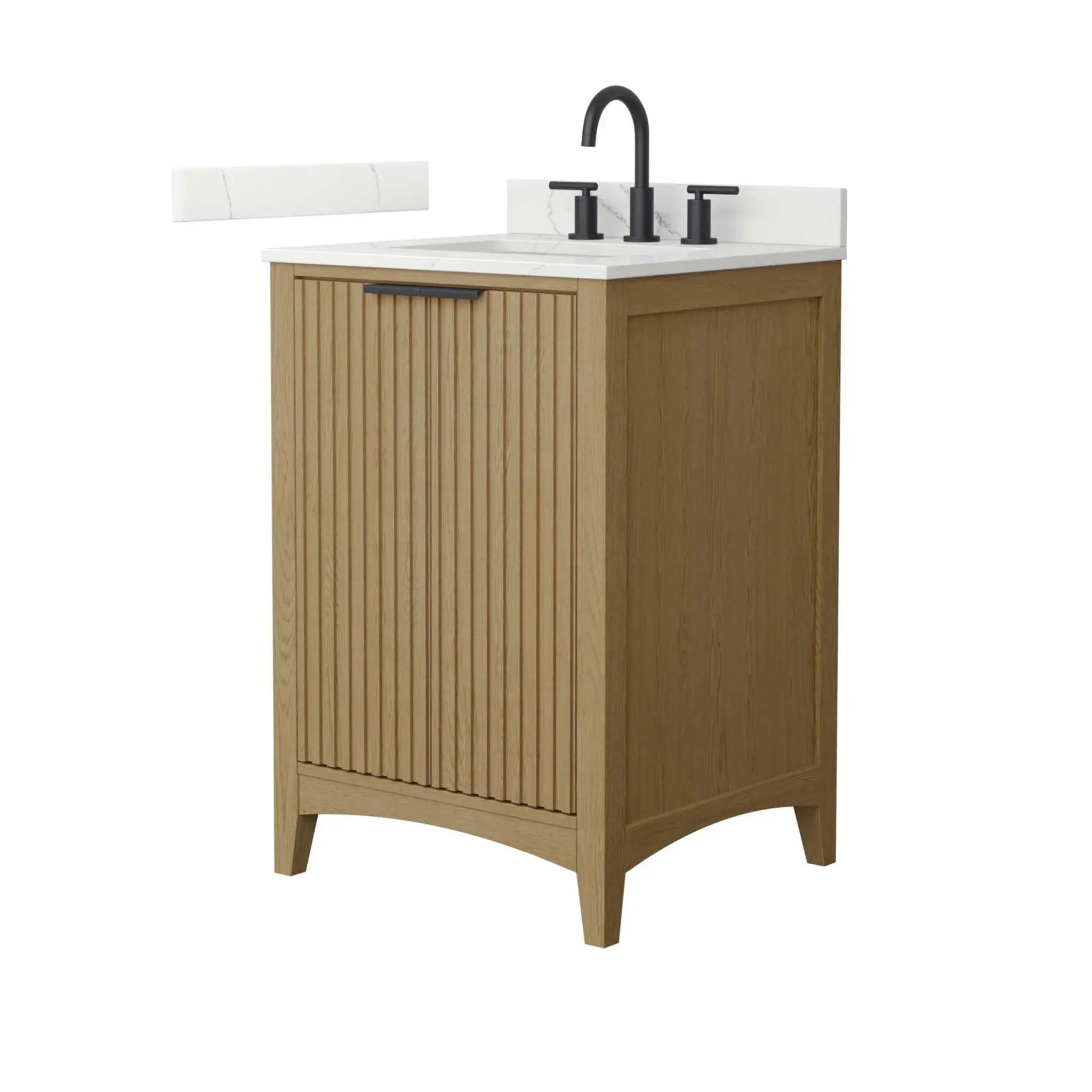 24" Palmilla Single Bathroom Vanity in Natural Oak with Matte Black Trim by Wyndham