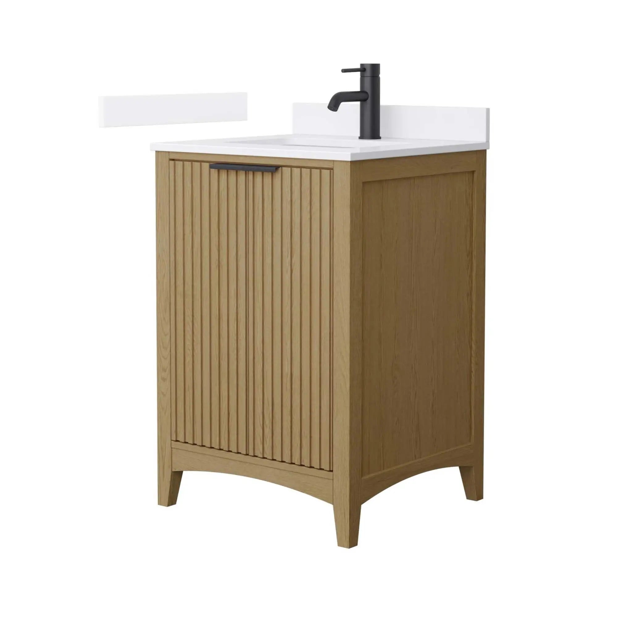 24" Palmilla Single Bathroom Vanity in Natural Oak with Matte Black Trim by Wyndham