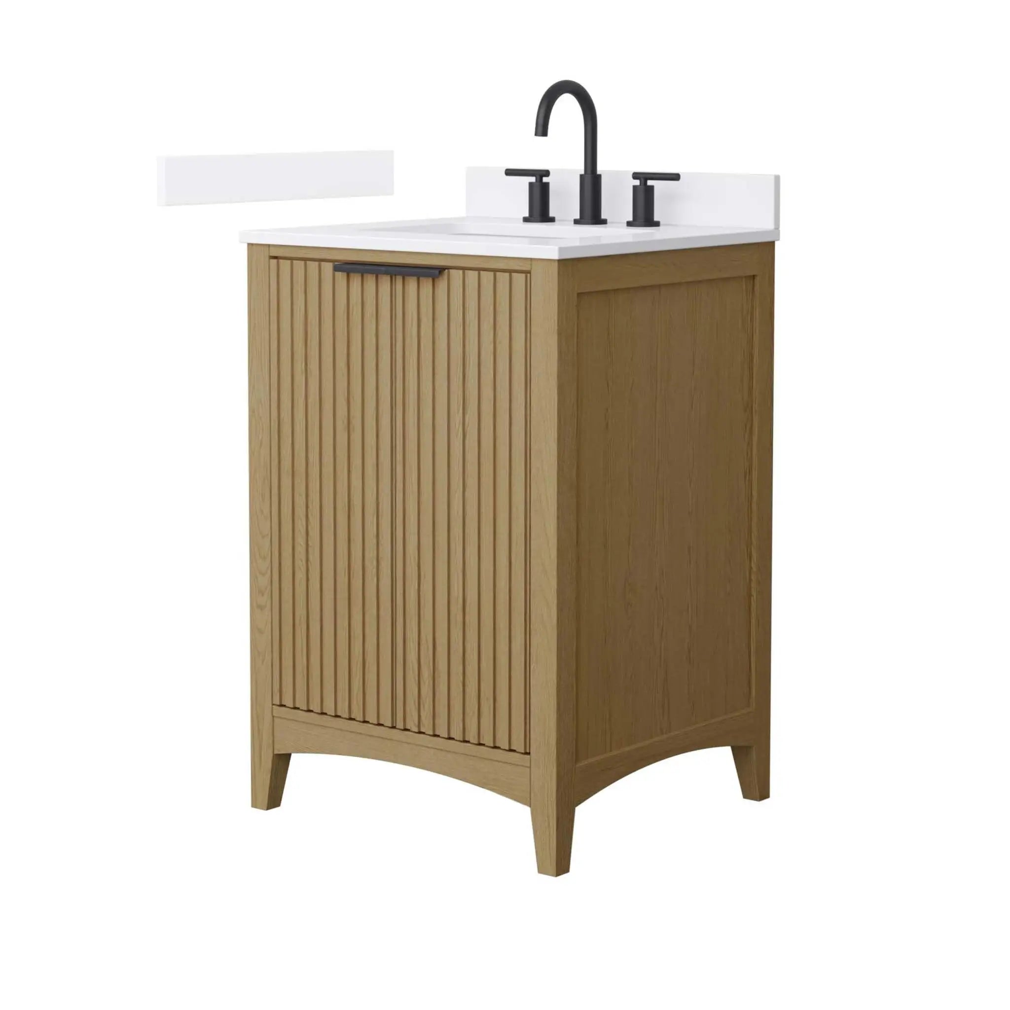 24" Palmilla Single Bathroom Vanity in Natural Oak with Matte Black Trim by Wyndham