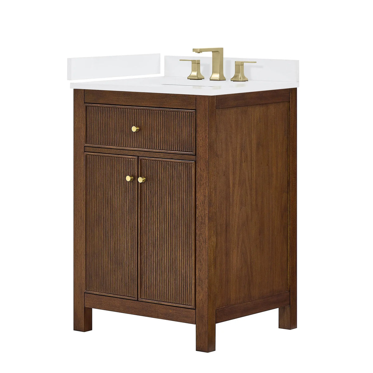 24" Pendry Single Bathroom Vanity Dark Walnut Brushed Gold Trim by wyndham View 21