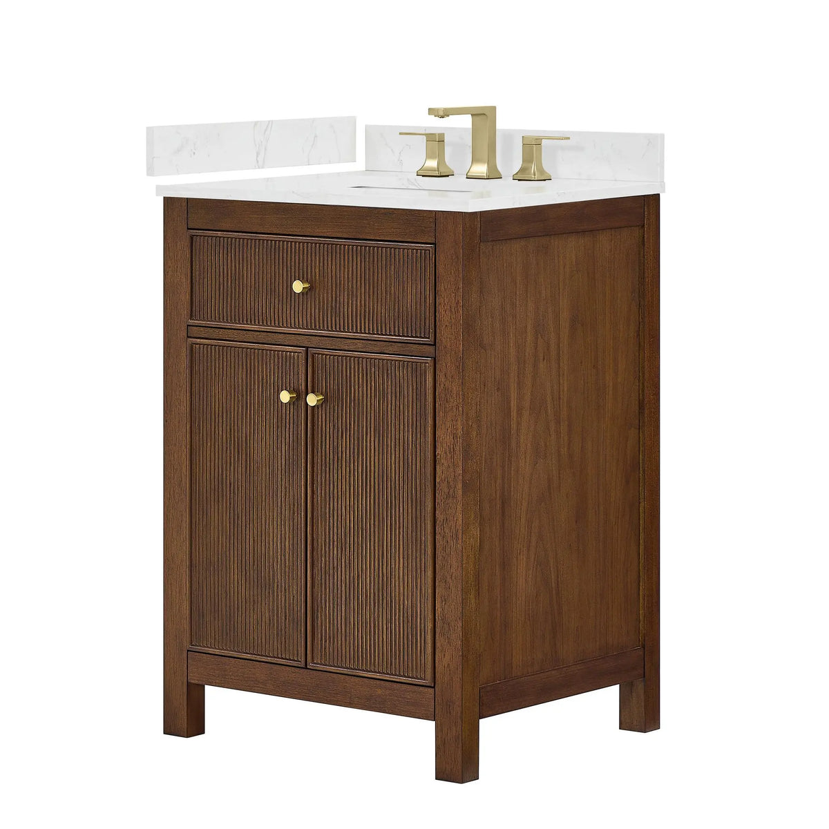 24" Pendry Single Bathroom Vanity Dark Walnut Brushed Gold Trim by wyndham View 25