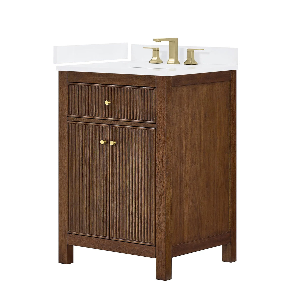 24" Pendry Single Bathroom Vanity Dark Walnut Brushed Gold Trim by wyndham View 29