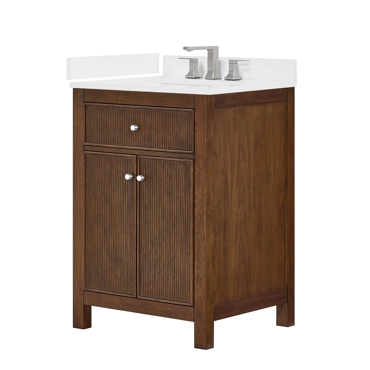 24" Pendry Single Bathroom Vanity Dark Walnut Brushed Nickel Trim by wyndham View 21