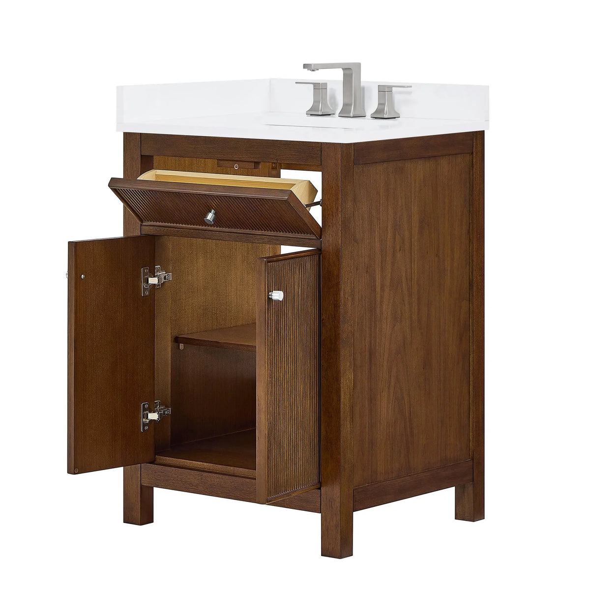 24" Pendry Single Bathroom Vanity Dark Walnut Brushed Nickel Trim by wyndham View 31