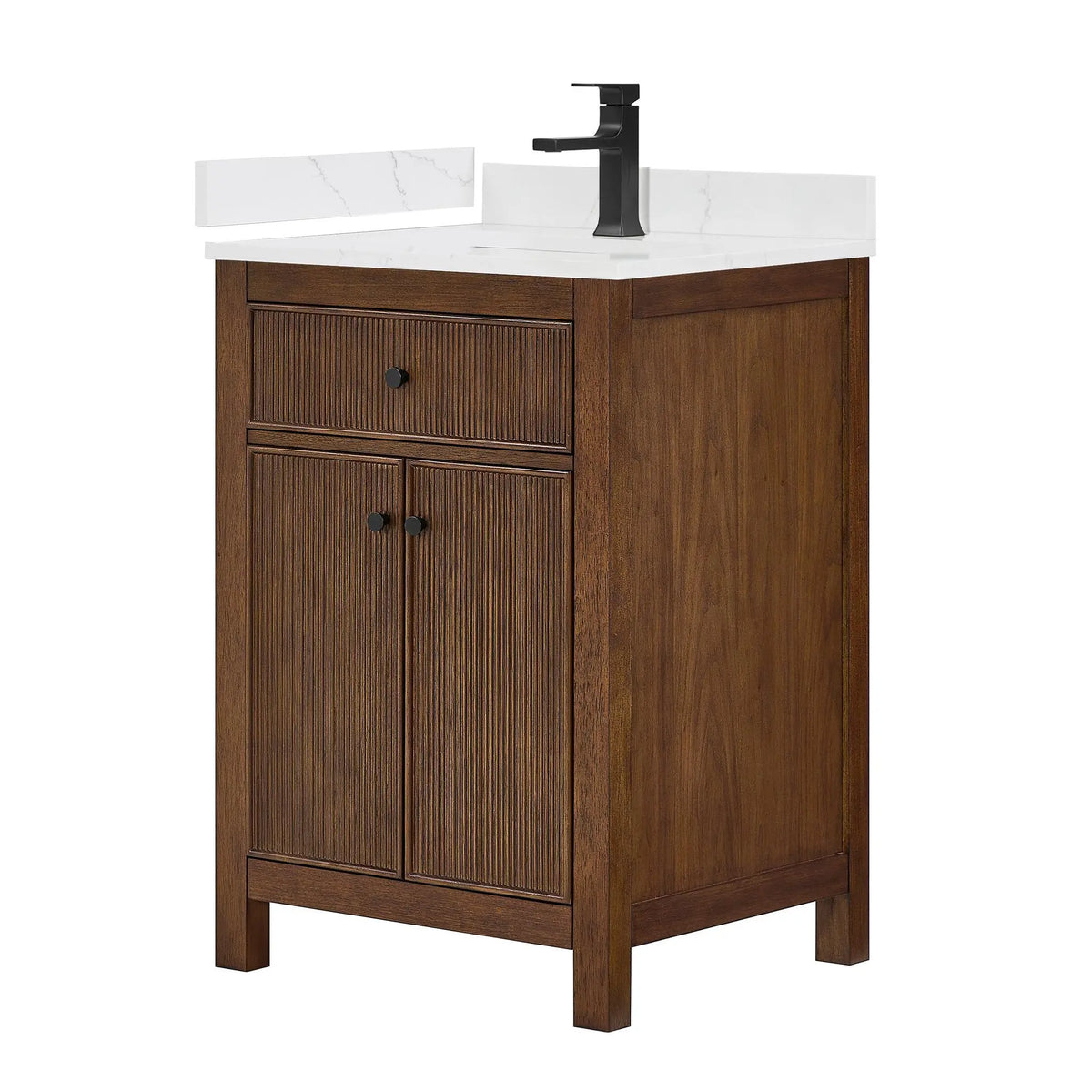 24" Pendry Single Bathroom Vanity Dark Walnut Matte Black Trim by wyndham View 9