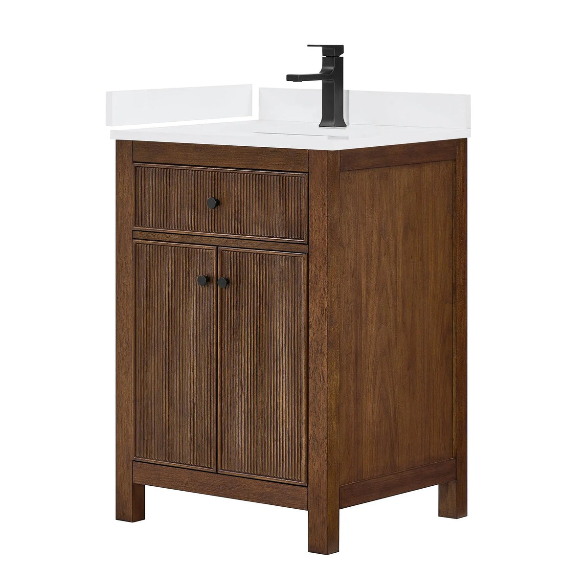 24" Pendry Single Bathroom Vanity Dark Walnut Matte Black Trim by wyndham View 13