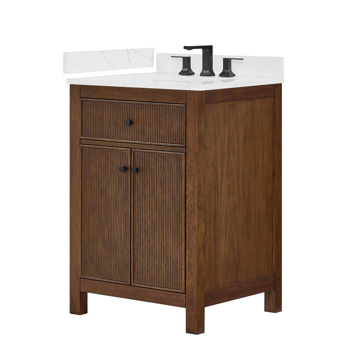 24" Pendry Single Bathroom Vanity Dark Walnut Matte Black Trim by wyndham View 17